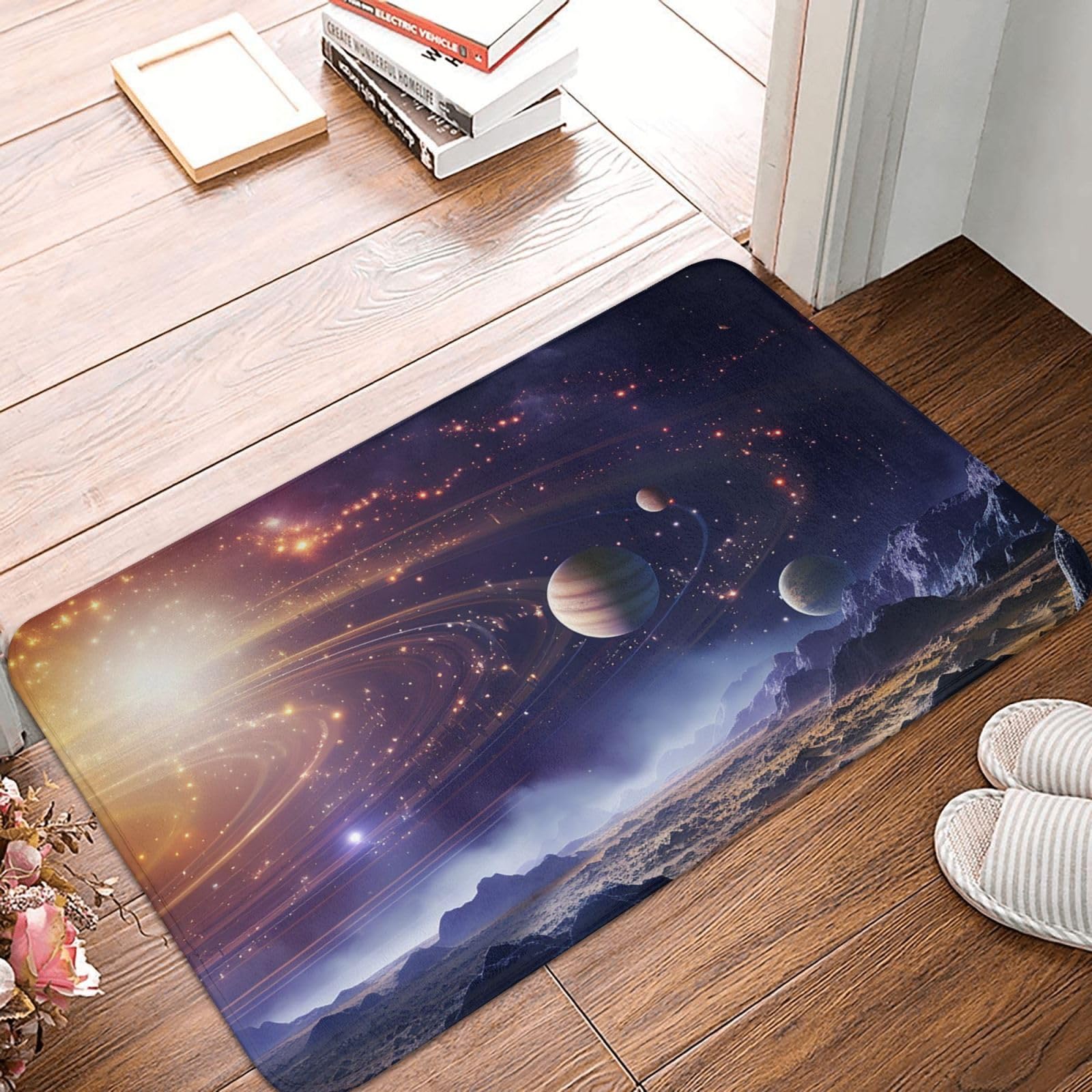 Indoor Doormat Outer Space Galaxy Universe Front Door Mats Outdoor Non Slip Welcome Mat Washable Floor Mat 16"x24" Door Rugs for Entryway Super Absorbent Area Rug