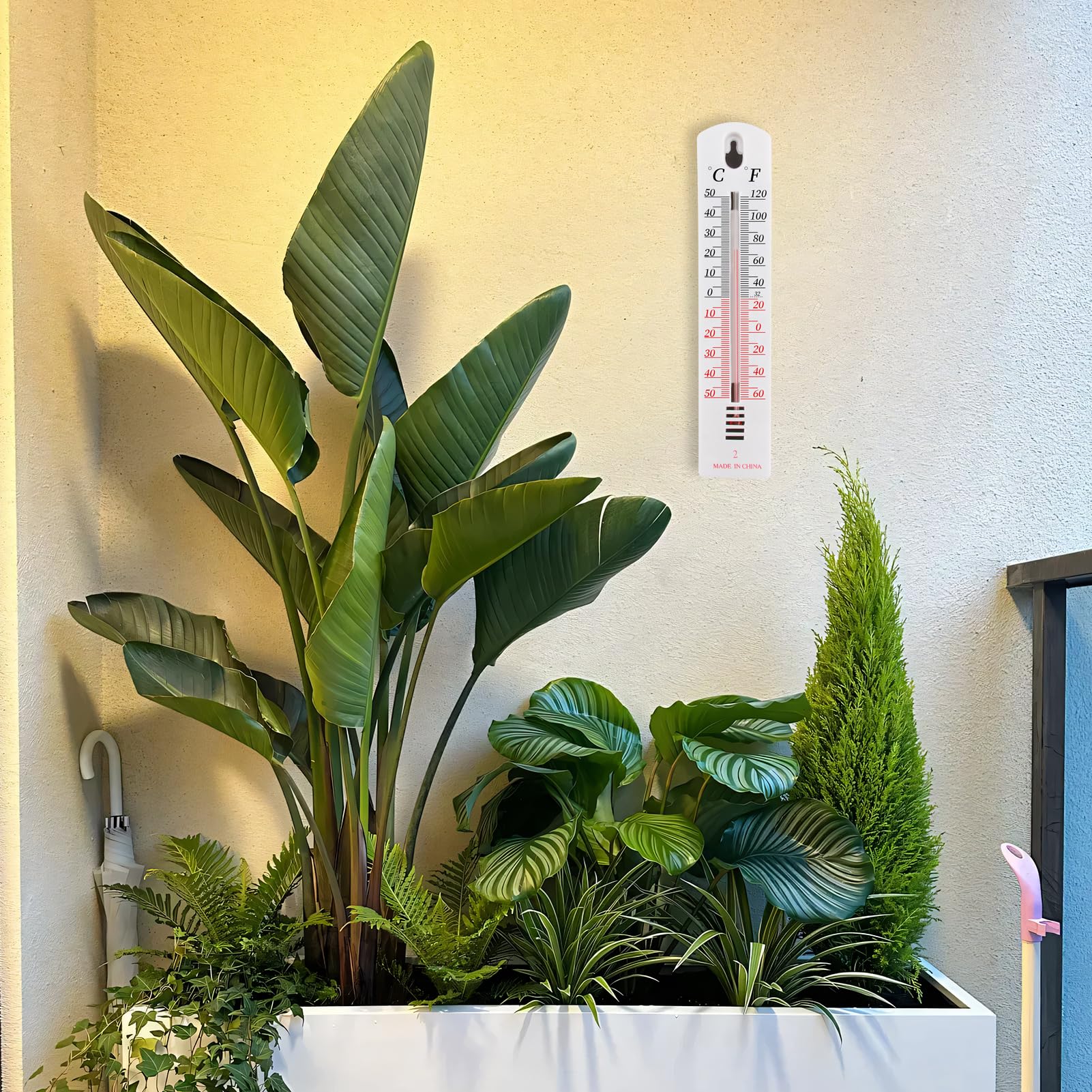 2Pcs Wall Thermometer, Outdoor Thermometer Read Accurate Celsius and Fahrenheit Large Wall Mounted Room Temperature Monitor Easy-to-Mount Design for Home Garden Greenhouse Home Office Indoor Outdoor — view 6
