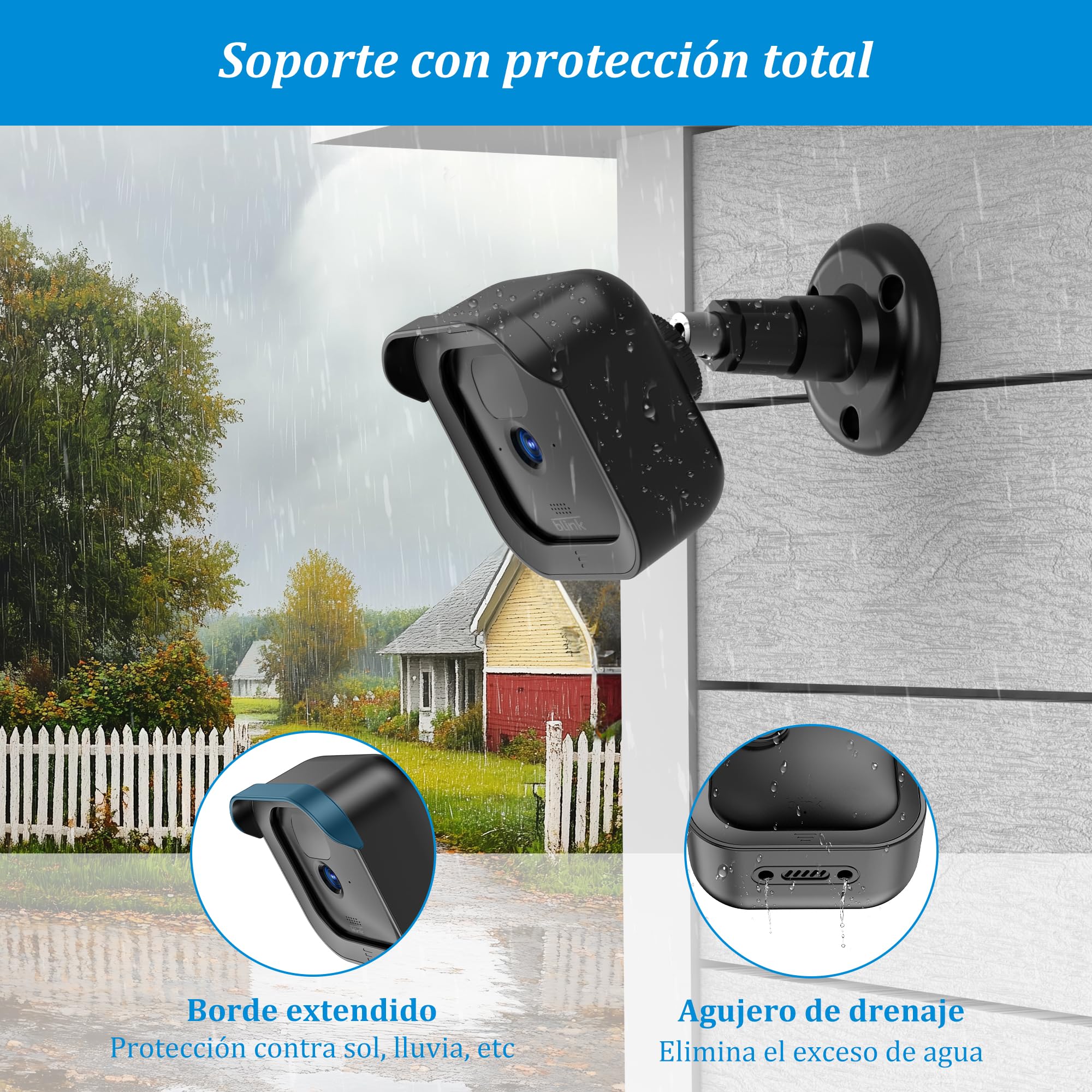PlusAcc Soporte para Blink Cámara Outdoor - Soporte de Pared Ajustable con Funda para Cámara Blink Outdoor 4 y Outdoor 2K+ y Cámara de Seguridad Blink Indoor (3 uds)