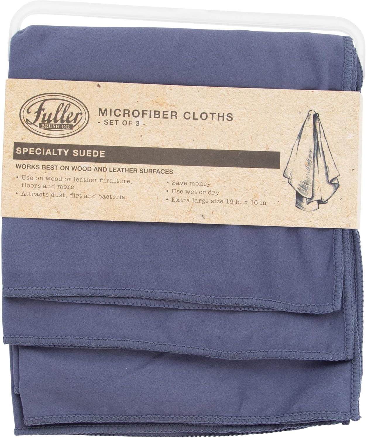 Fuller Brush 182 Specialty Suede Microfiber Cleaning Cloths – 3-Pack – Lint-Free, Non-Abrasive, Reusable & Machine Washable – for Wet or Dry Use on Glass, Wood, Leather & More image 2