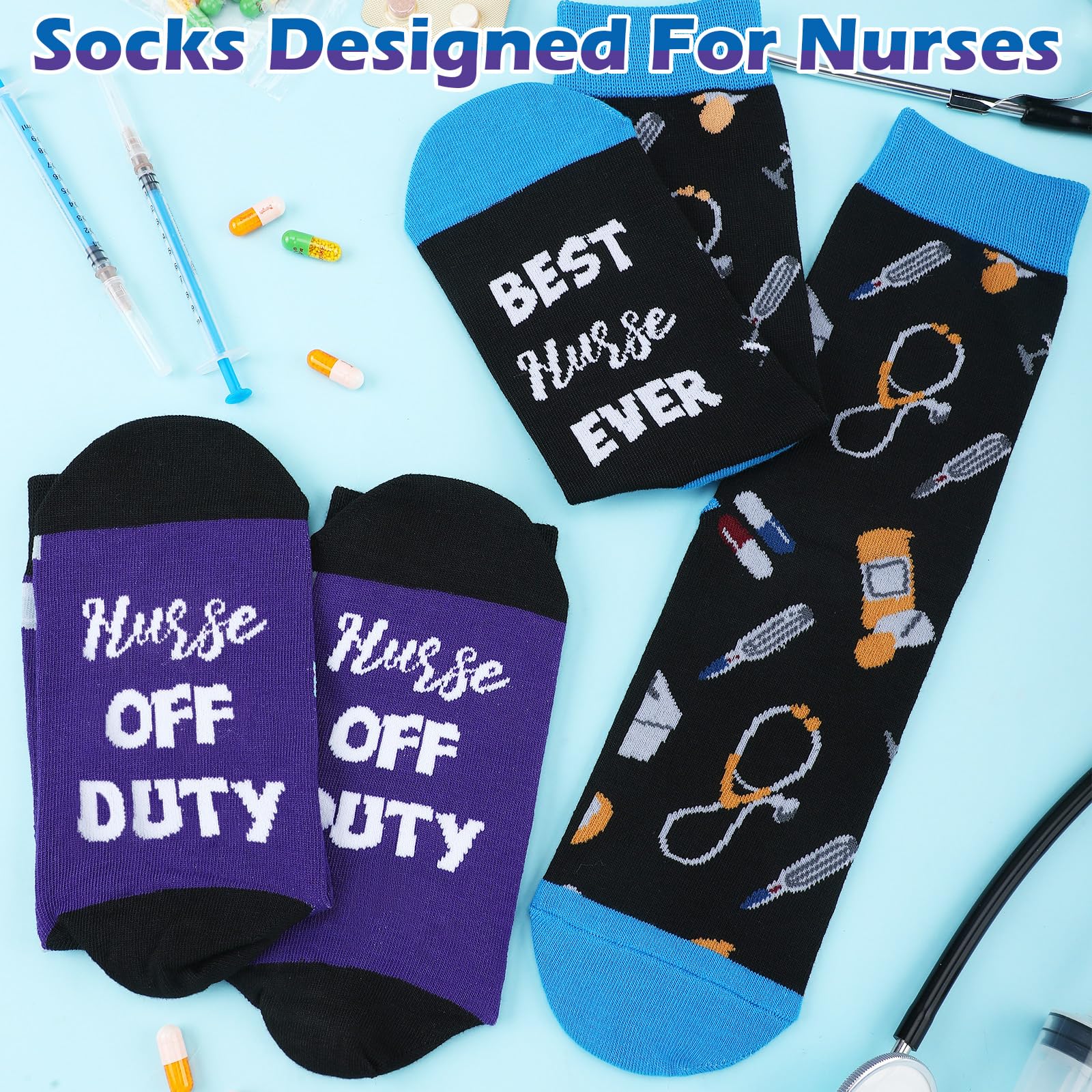 Shihanee 2 Pairs Nurse Socks for Men Nurse Appreciation Gifts Novelty Male Nursing Socks for Rn Cna Lpn Medical Assistant Nursing