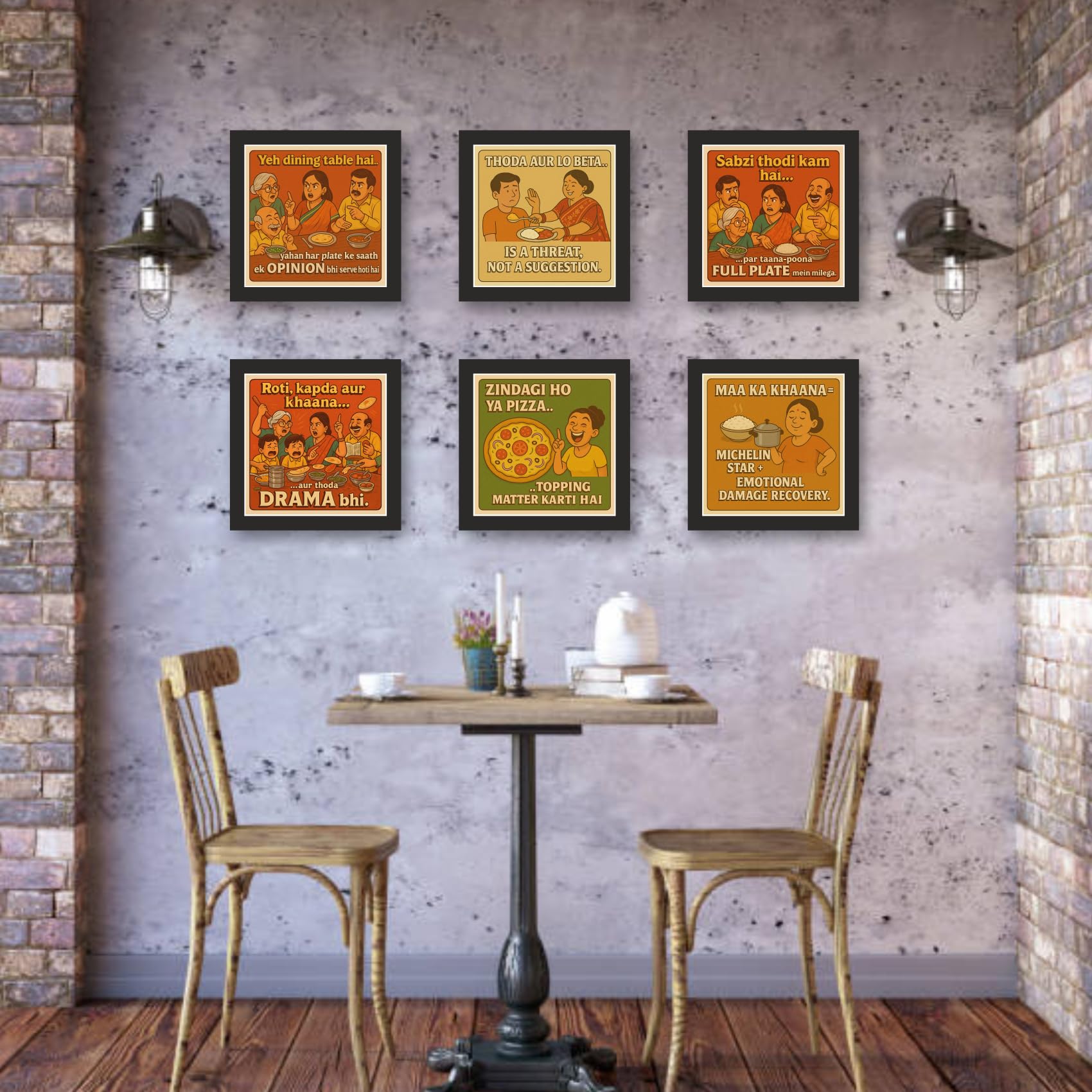 "Kitchen Kapsules Comical Dining Quote Frame Set – Set of 6 – 12…