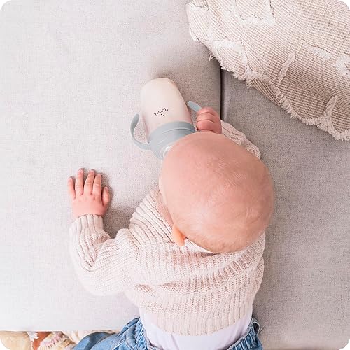 Miniatura 2 de Quark BuubiBottle Sip - Vaso para beber con asas y popote de transición para bebé, apertura de boca ancha fácil de limpiar, apto para lavavajillas,