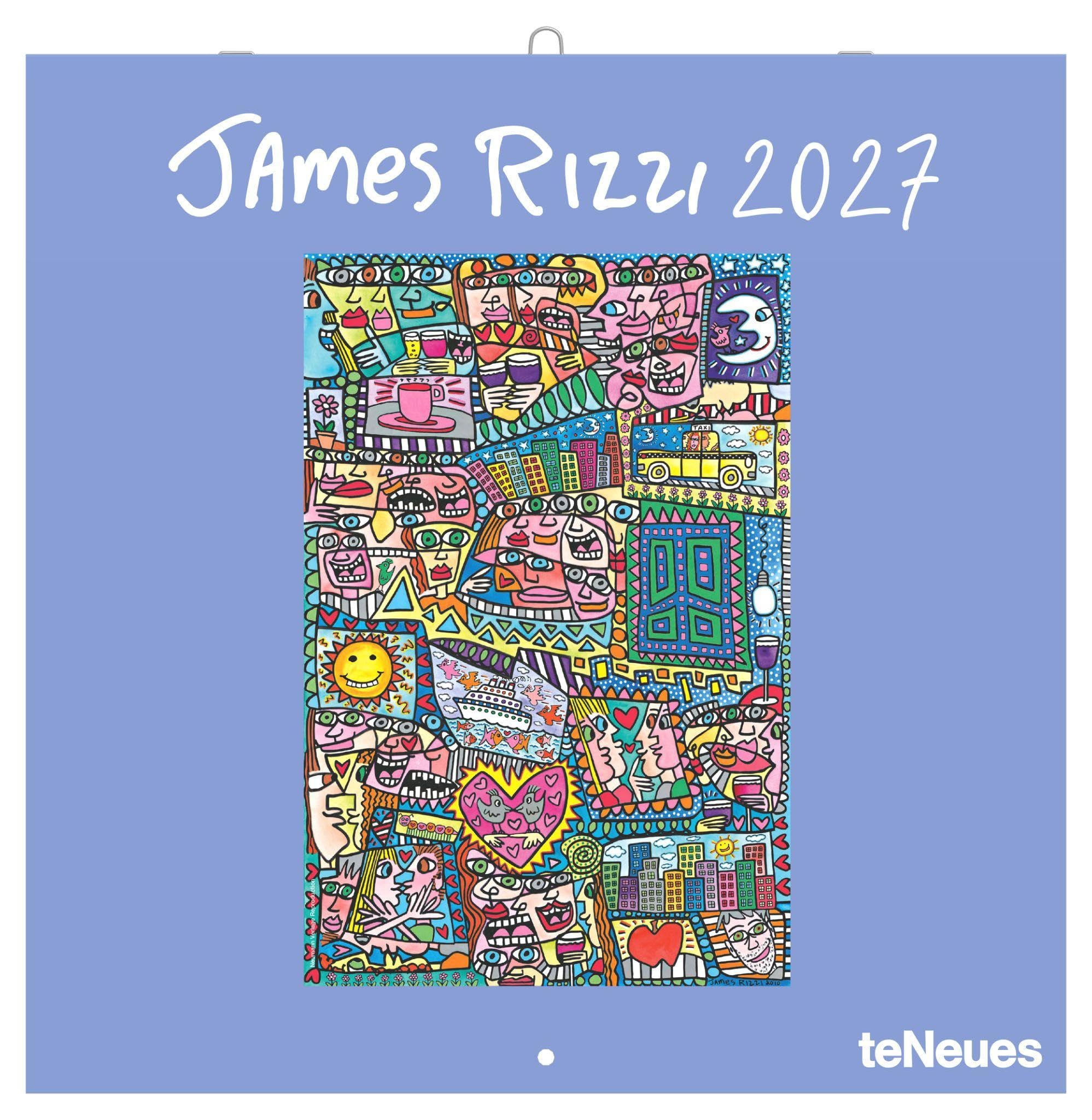 James Rizzi 2027: Wandkalender 30x30 cm (30x60 cm geöffnet), Kunstkalender mit farbenfrohen Pop-Art-Motiven