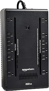 Amazon Basics Standby UPS Battery Backup 800VA 450W Surge Protector Uninterruptible Power Supply, 12 Outlets, for Power Outage Protection, Compact, Black