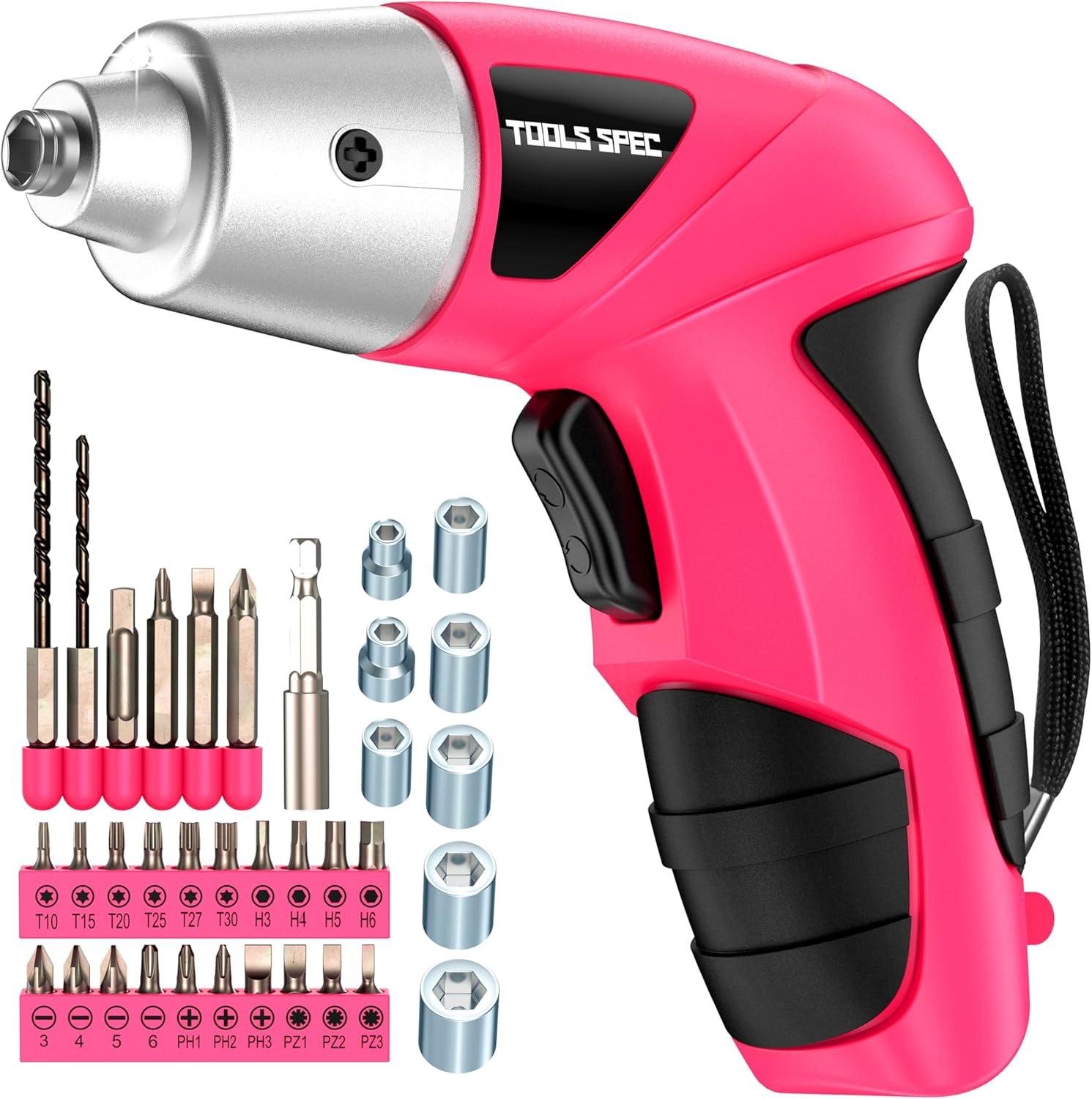 Pink Power Screwdrivers, 37pc 3.6V USB Small Power Electric Screwdriver Set for