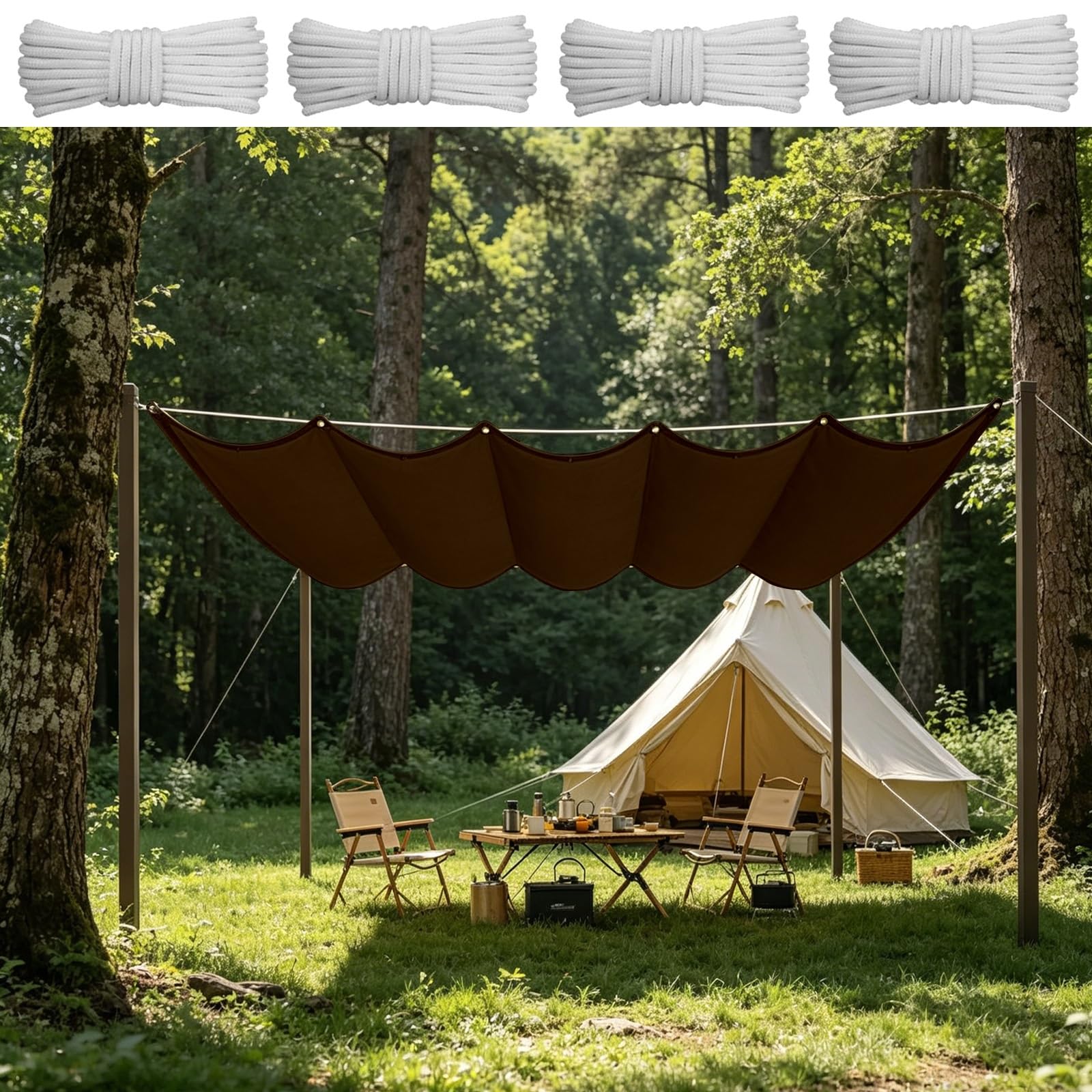 Wodoodporny Żagiel Ogrodowy 50 x 650 cm Wodoodporny Poliester Pes Z Blokadą UV 95% Żagiel Przeciwsłoneczny Premium Prostokątny Na Zewnątrz Ogród Patio Na Imprezę, brązowy
