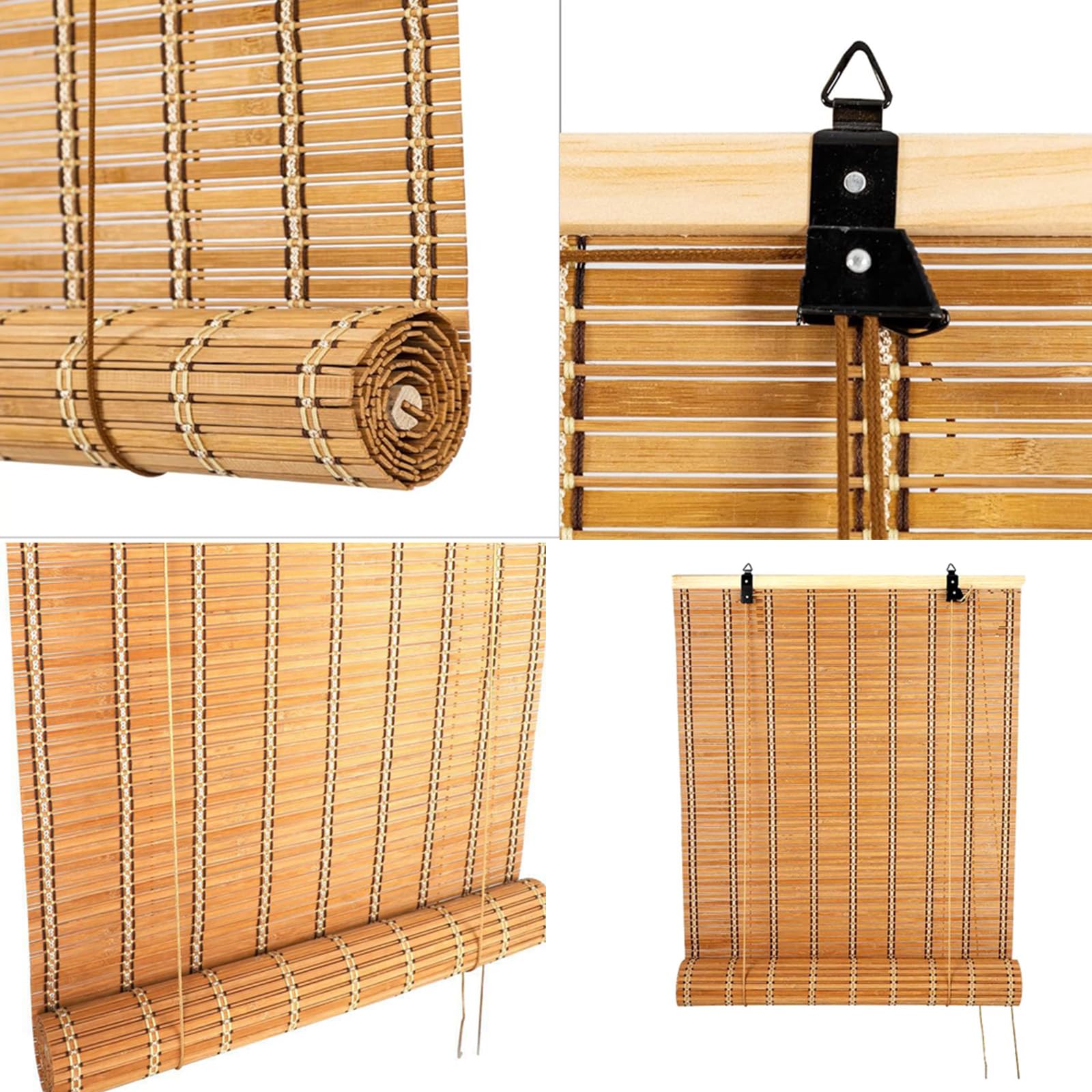 Rideau en Bambou,Store Enrouleur Bambou,Store Venitien en Bois,Store Fenetre Occultant à Traction Latérale pour Exterieur,Protection Solaire,Personnalisable,Largeur x Hauteur (140cm x 260cm)