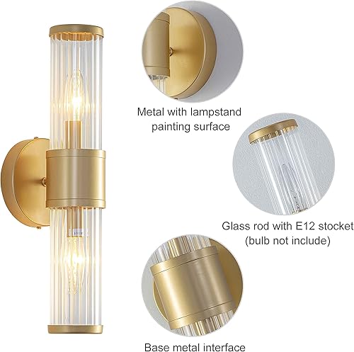 Miniatura 7 de Bathroom Vanity Light Fixtures,Modern Gold Vanity Lights Over Mirror,Sconce Wall Lighting with Glass Shade,Luxury Indoor Wall Lamp for