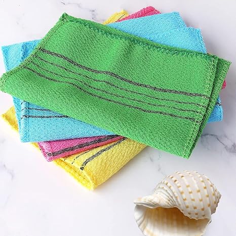 RT 4Pcs Asiatischer Peeling-Waschlappen Peelinghandschuhe Große Peeling Mitt Wiederverwendbare Viskose Rayon Duschtuch Körperpeeling Badeschwämme skin scrubber exfoliating gloves korean exfoliating