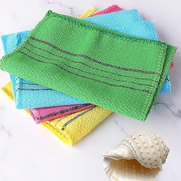 RT 4Pcs Asiatischer Peeling-Waschlappen Peelinghandschuhe Große Peeling Mitt Wiederverwendbare Viskose Rayon Duschtuch Körperpeeling Badeschwämme skin scrubber exfoliating gloves korean exfoliating