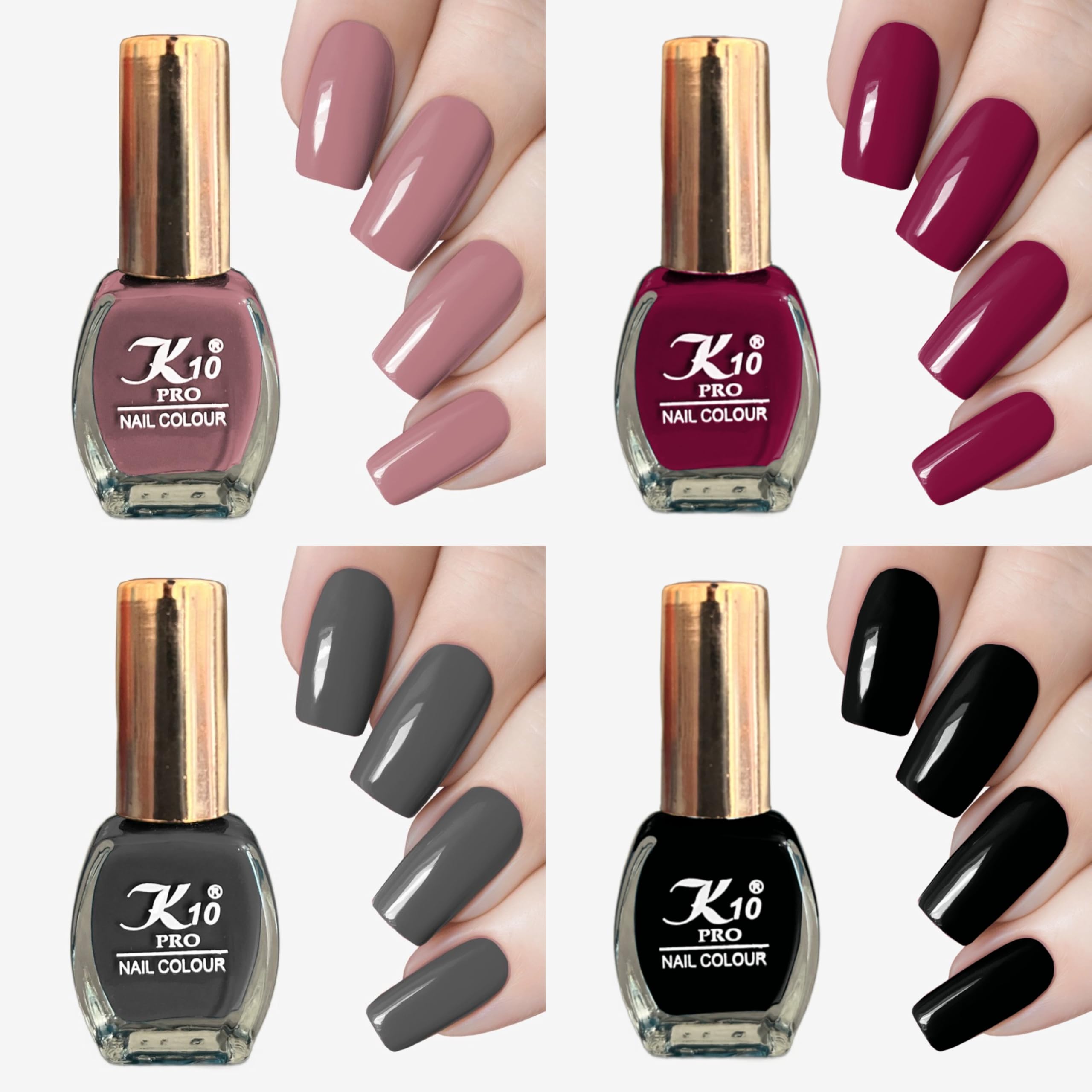 Matte Nail Polish | Matte Nail Paint for Girls and Women (Matte-Dustypink-Beetroot-Gray-Black-Nail-Polish) Set of 4| Each 7 ml-image-3