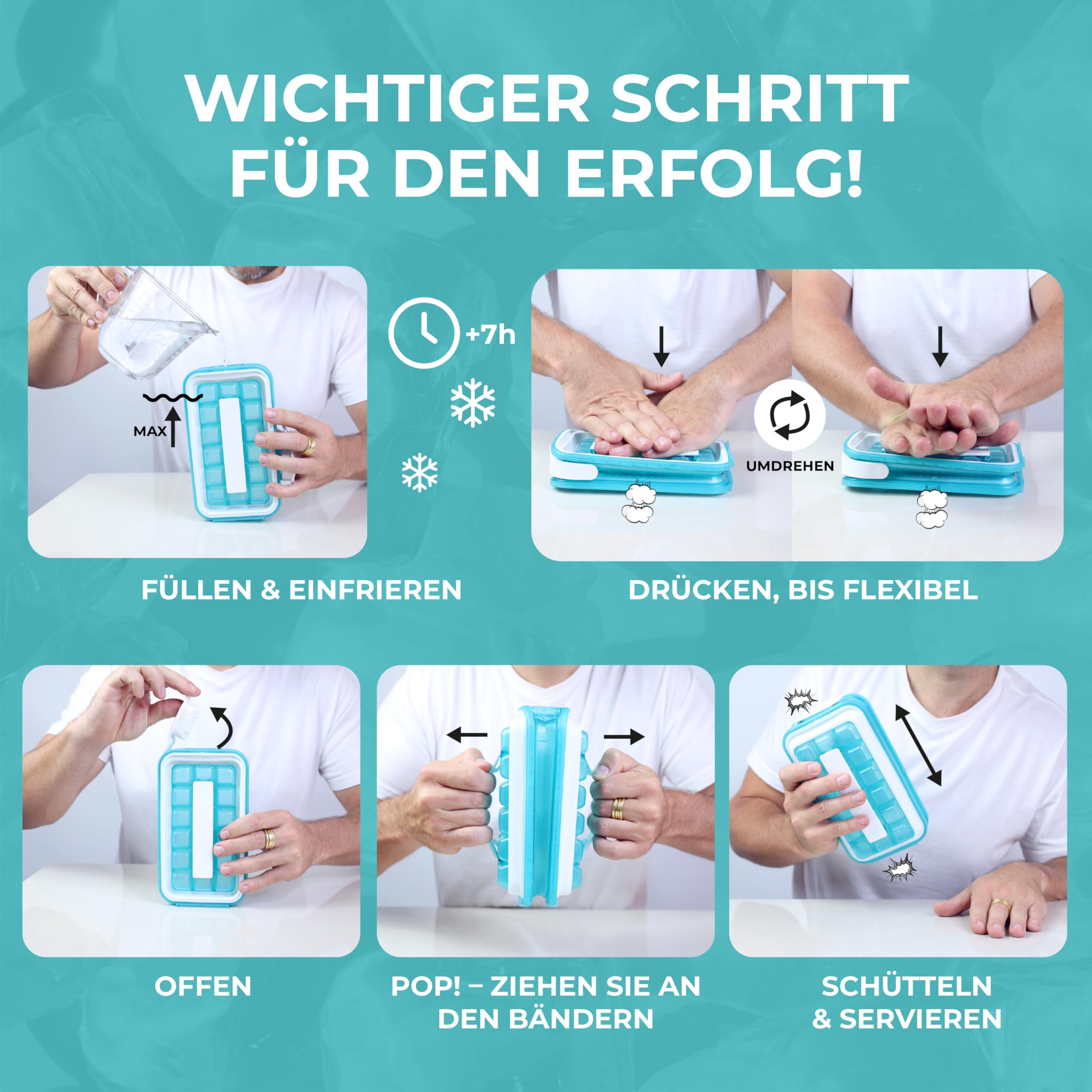 ICEBREAKER Stampo per cubetti di ghiaccio POP 2.0 - Crea e servire il ghiaccio senza toccare il ghiaccio - Il contenitore per ghiaccio igienico per il congelatore - Contenitore in silicone con