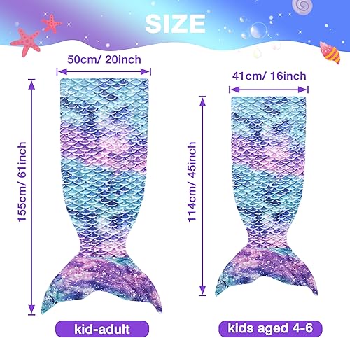 Miniatura 6 de Catalonia Manta de cola de sirena para niños, manta de franela de felpa súper suave para niñas, galaxia, patrón de escamas de pez, idea de regalo