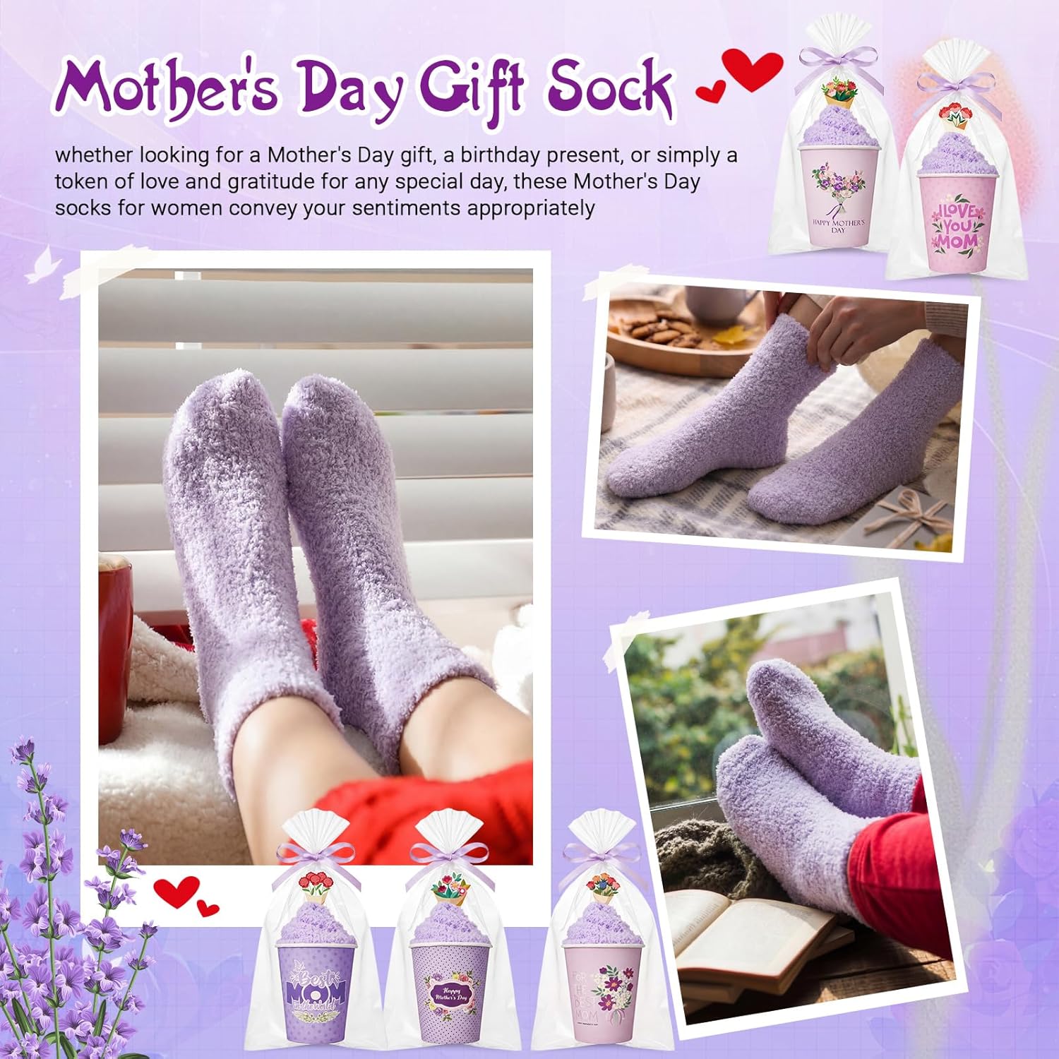 Cutecrop 20/30 Pairs Mother's Gifts Cupcake Fuzzy Socks Bulk for Women DIY Socks Gift for Coworker Church Scripture Party