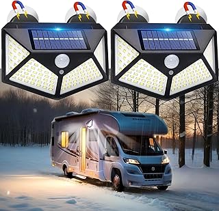 2 Pack Magnetic RV Solar Light, Motion Sensor Porch and Awning Lights, Solar Charged, RV Accessories for Outside, Multiple Modes, Compact for Campers Trailers