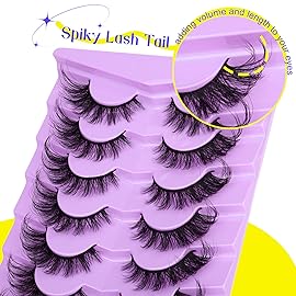 ALICE Fox Eye Lashes Manga False Eyelashes 3D Wispy Cat Eye Wispy Anime Eyelashes Spiky Cosplay Fake Lashes Pack 7 Pairs