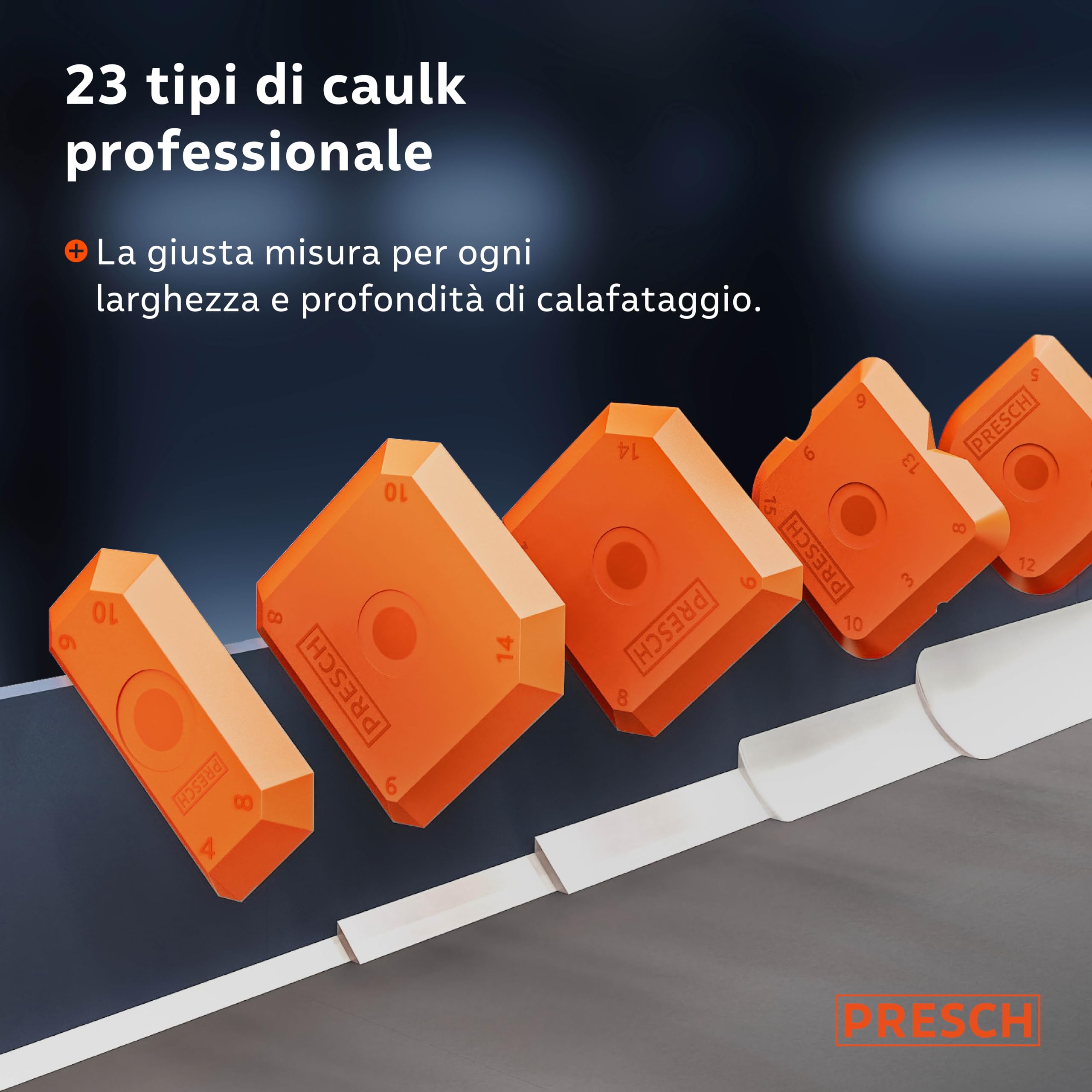 Presch Spatole per silicone Set 5 pz. - Giunti perfetti grazie a bordi molto dritti - Manopole speciali per un facile sollevamento - Ideale per sigillanti come acrilico e silicone - Con scatola