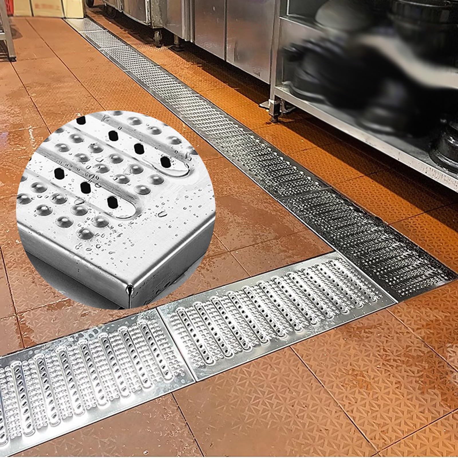 Drain de canal à forte charge avec couvercle personnalisable en inox