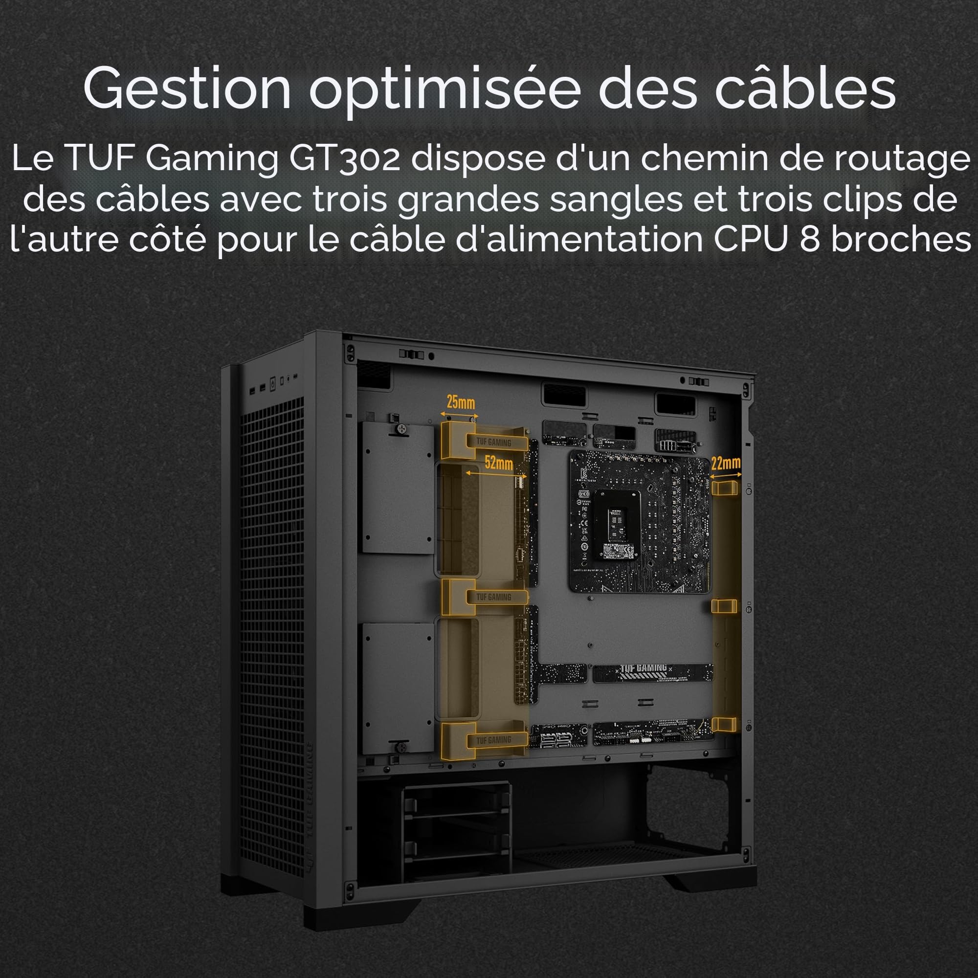 ASUS TUF Gaming GT302 ARGB ATX Mid-Tower Case Black - Four 140 x 28 mm ARGB Fans for High Airflow and Static Pressure, Interchangeable Tempered Glass and Mesh Side Panel, Hidden-Connector MB Support