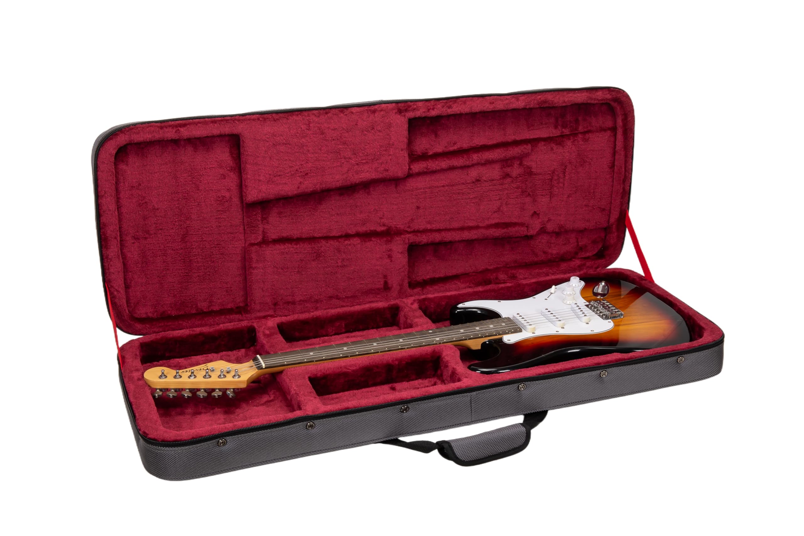 Crossrock Electric Guitar Foam Case for Strat &amp; Tele | Lightweight Gray Gig Bag with Adjustable Fit, Plush Interior &amp; Storage (CRP300EDG)