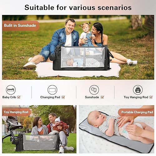 Miniatura 5 de ThanKiu2 Juego de mochila para pañales, Negro -, Bolsa de pañales, mochila para pañales