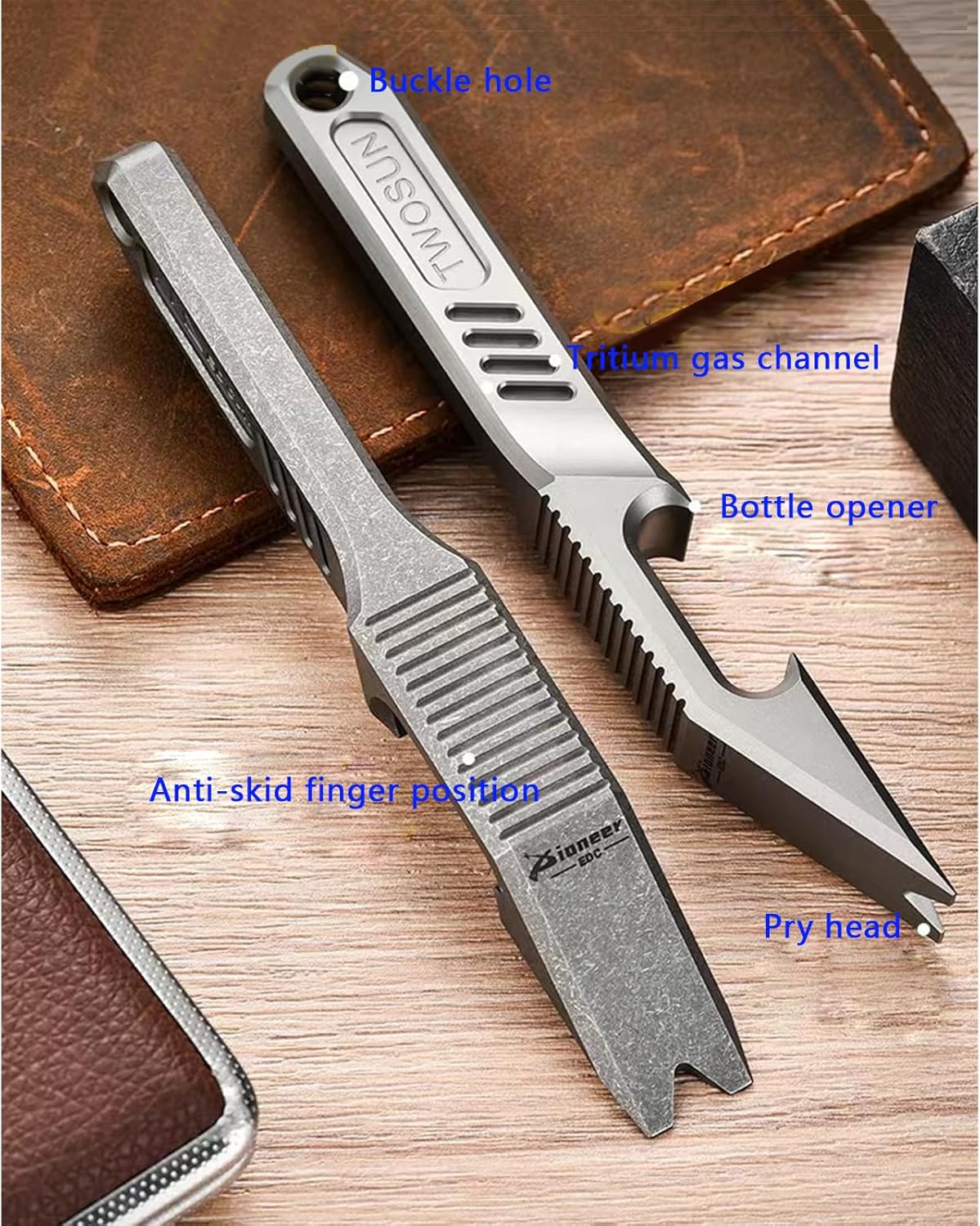 Titanium EDC Pry Bar,Mini Pocket Crowbar,Keychain Multitool Tool, Bottle and Box Openers - Your Versatile Companion for Everyday Carry and Camping Accessories (sandblasting)