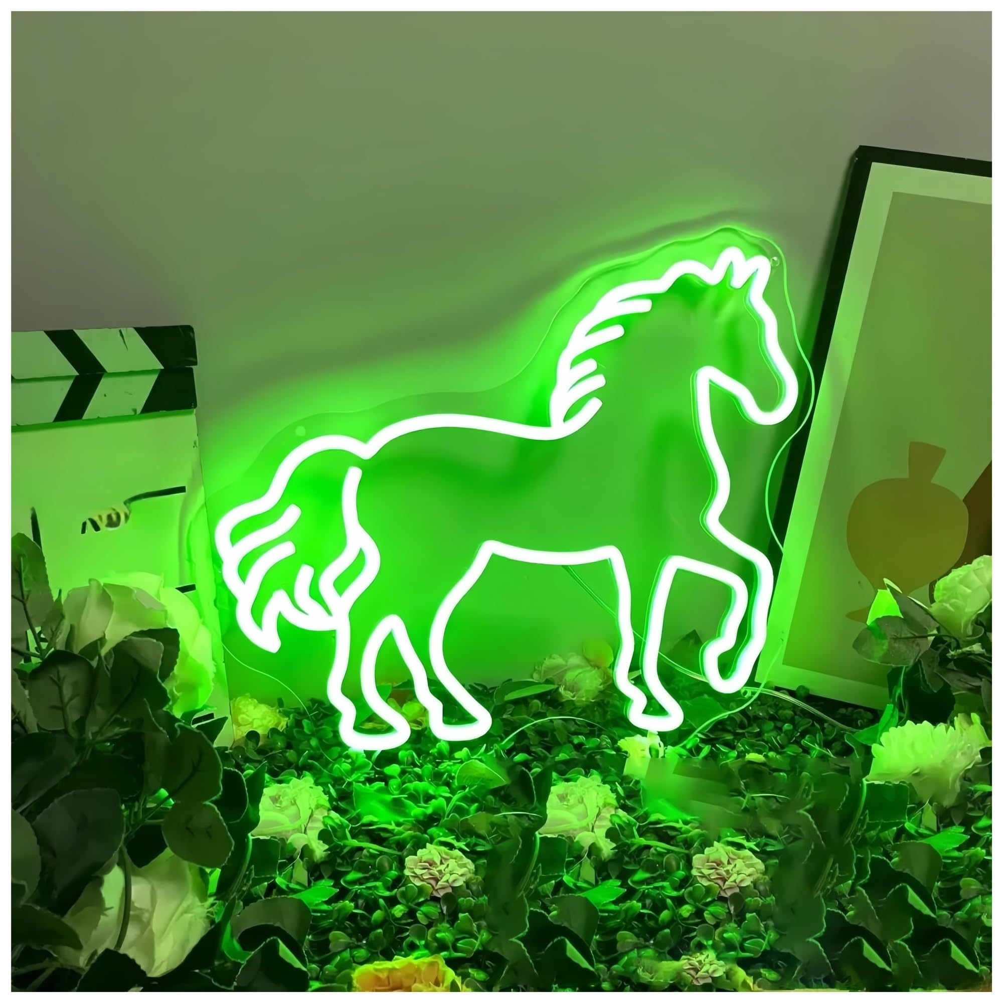 SHOUXI Sign Lamp Horse Neon Sign Wall Decor Riding Lover Cute Bar Bedroom Office 50cm(B)