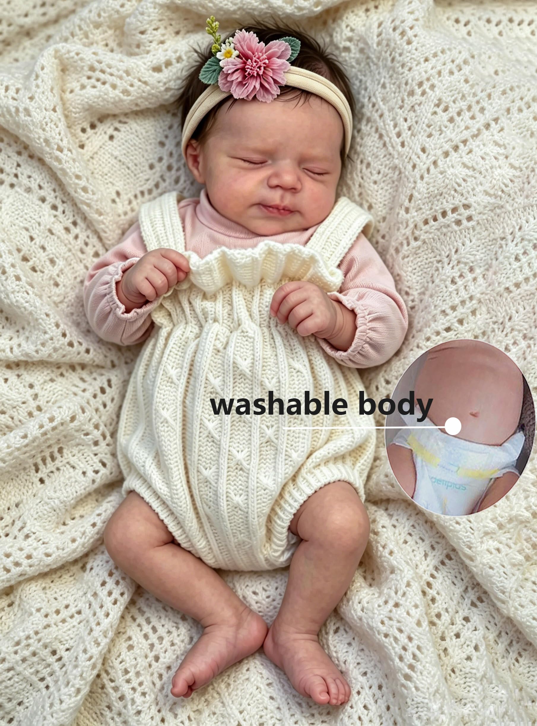 Zero pam Reborn Baby Lebensecht-48CM Reborn Baby Mädchen, Babypuppen Wie Echt, Reborn Puppen Lebensecht Puppe Mit Haaren