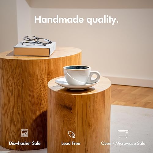 Miniatura 3 de KIVY Juego de 4 tazas de capuchino 8 onzas Juego de tazas de cappuccino de gres de pared gruesa para arte con leche Tazas de café con leche Taza