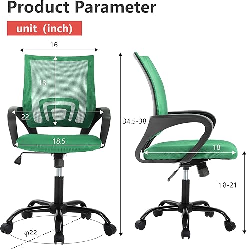 Miniatura 3 de PayLessHere Silla ergonómica para computadora de oficina, silla de escritorio económica, ajustable, cómoda, con respaldo medio, giratoria con