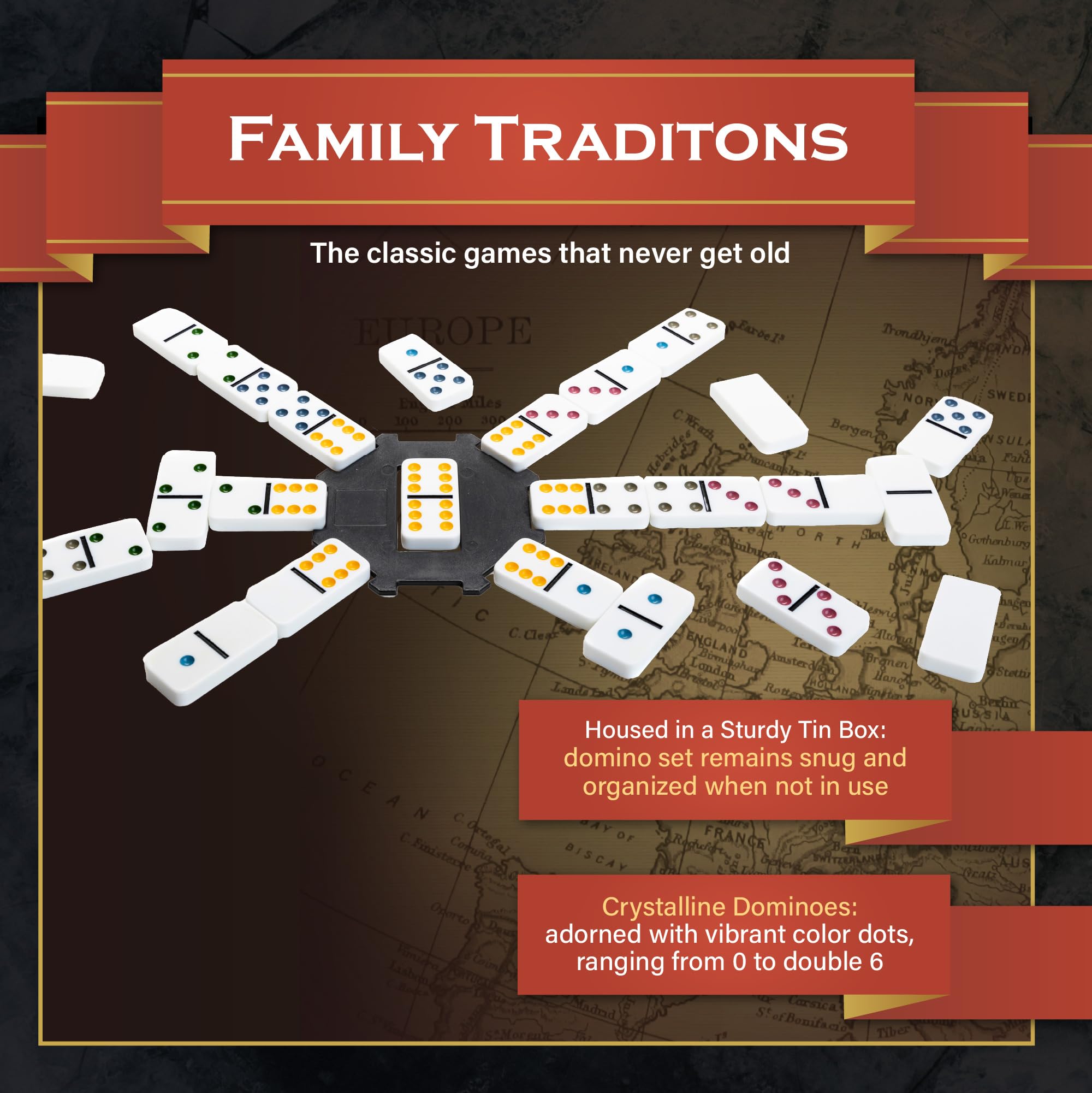 Family Traditions - Juego de dominó (doble 6 unidades) 5