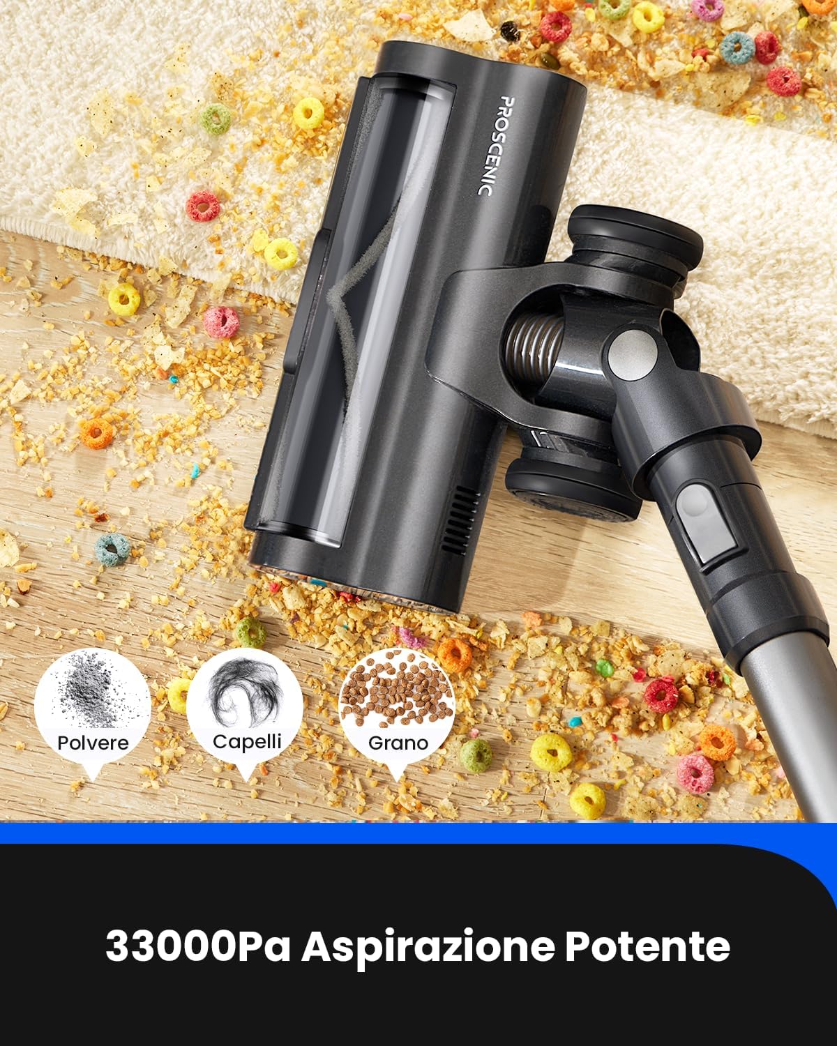 Proscenic P12 Aspirapolvere Senza Fili, 33kPA Scopa Elettrica Potente, Anti-Avvolgimento, LED Vertect™ Verde, 60Minuti Autonomia per Peli Animali/Tappeti/Pavimenti Proscenic P12 Aspirapolvere Senza Fili, 33kPA Scopa Elettrica Potente, Anti-Avvolgimento, LED Vertect™ Verde, 60Minuti Autonomia per Peli Animali/Tappeti/Pavimenti