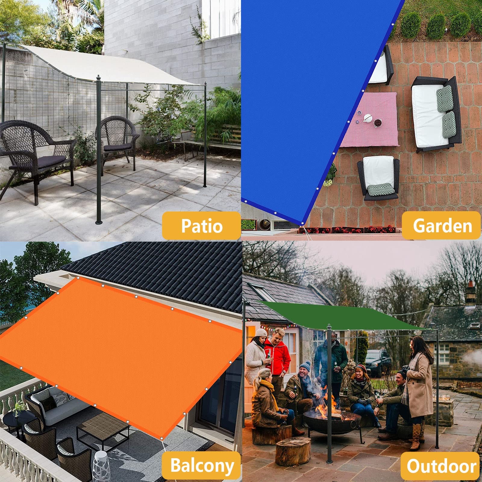Sonnensegel Wasserdicht Rechteckig 1 x 3 m UV-Schutz Reißfestigkeit Garten Schattierungsnetz Schattiernetz mit Ösen und Befestigungsseile für Garten Terrasse Camping, Weiß