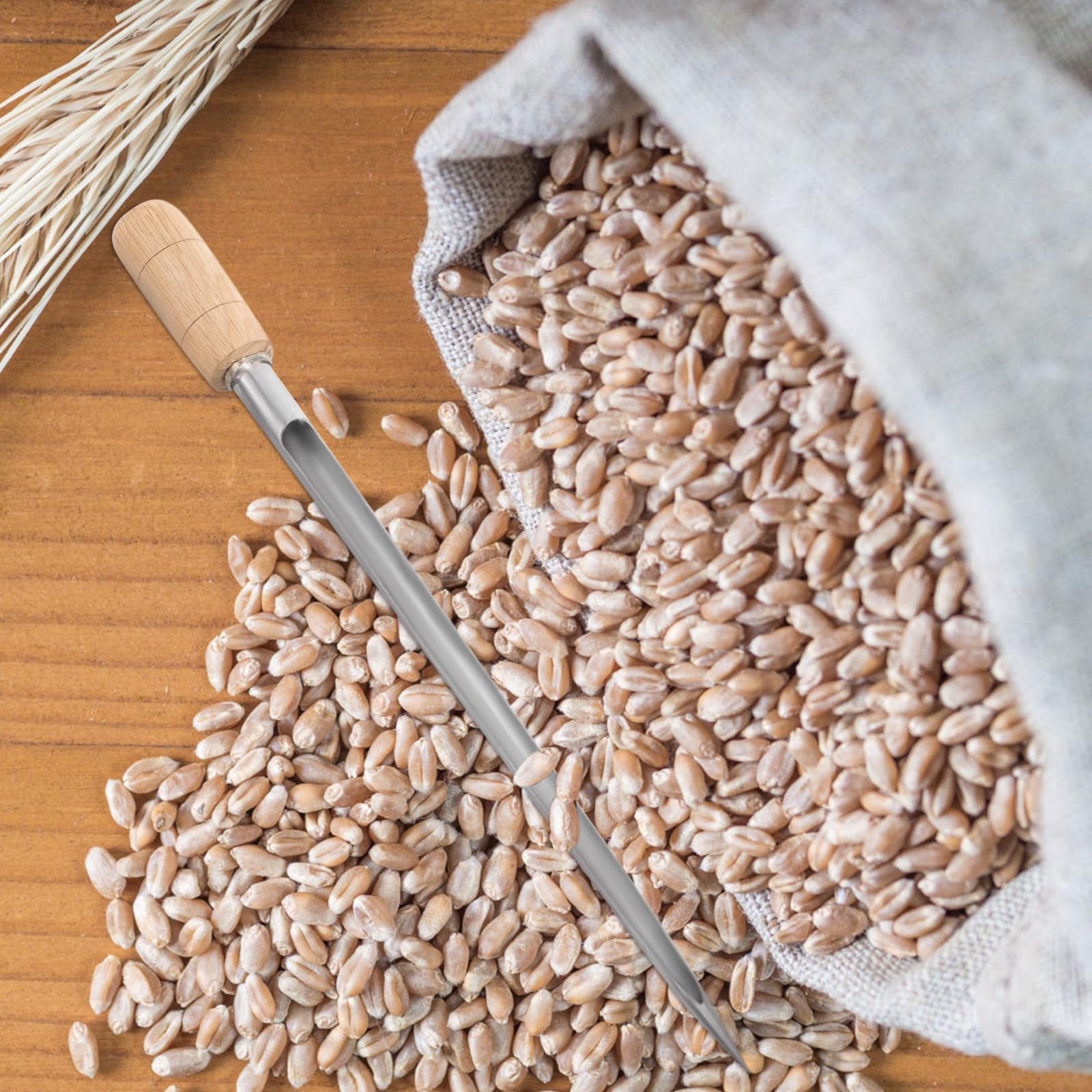 Happyyami Campionatore Di Cereali Metal Detector Tubo Per Il Campionatore Di Polveri Agricole Tubo Di Campionamento Rotante Acciaio Inossidabile Di Legno Particelle Di Polvere