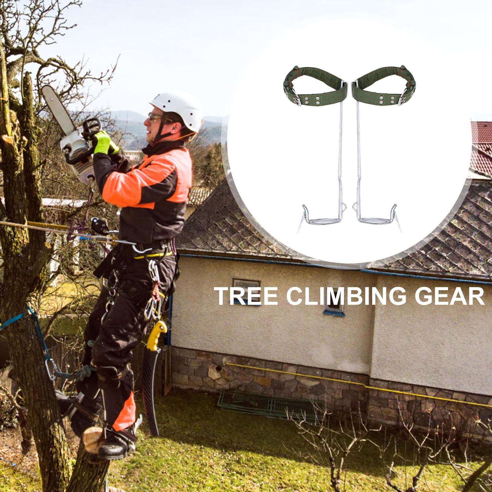 Espuelas para trepar árboles, Kit de Equipo para trepar Postes - Picos Profesionales para trepar árboles | Correas Ajustables, cómodas y Resistentes para jardinería, trepar árboles, Recoger