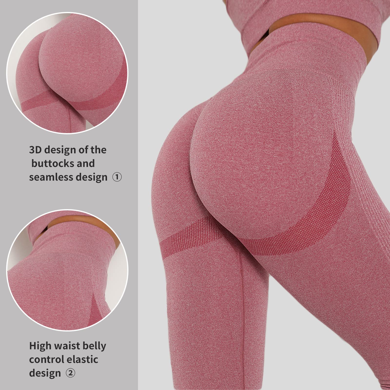 Merlvida Leggins Sportivi Donna Vita Alta Leggings Push Up Pantaloni Palestra Controllo della Pancia Anticellulite Pantacollant Opaco Elastici Tuta Collant Abbigliamento Sportivo Donna Yoga Fitness