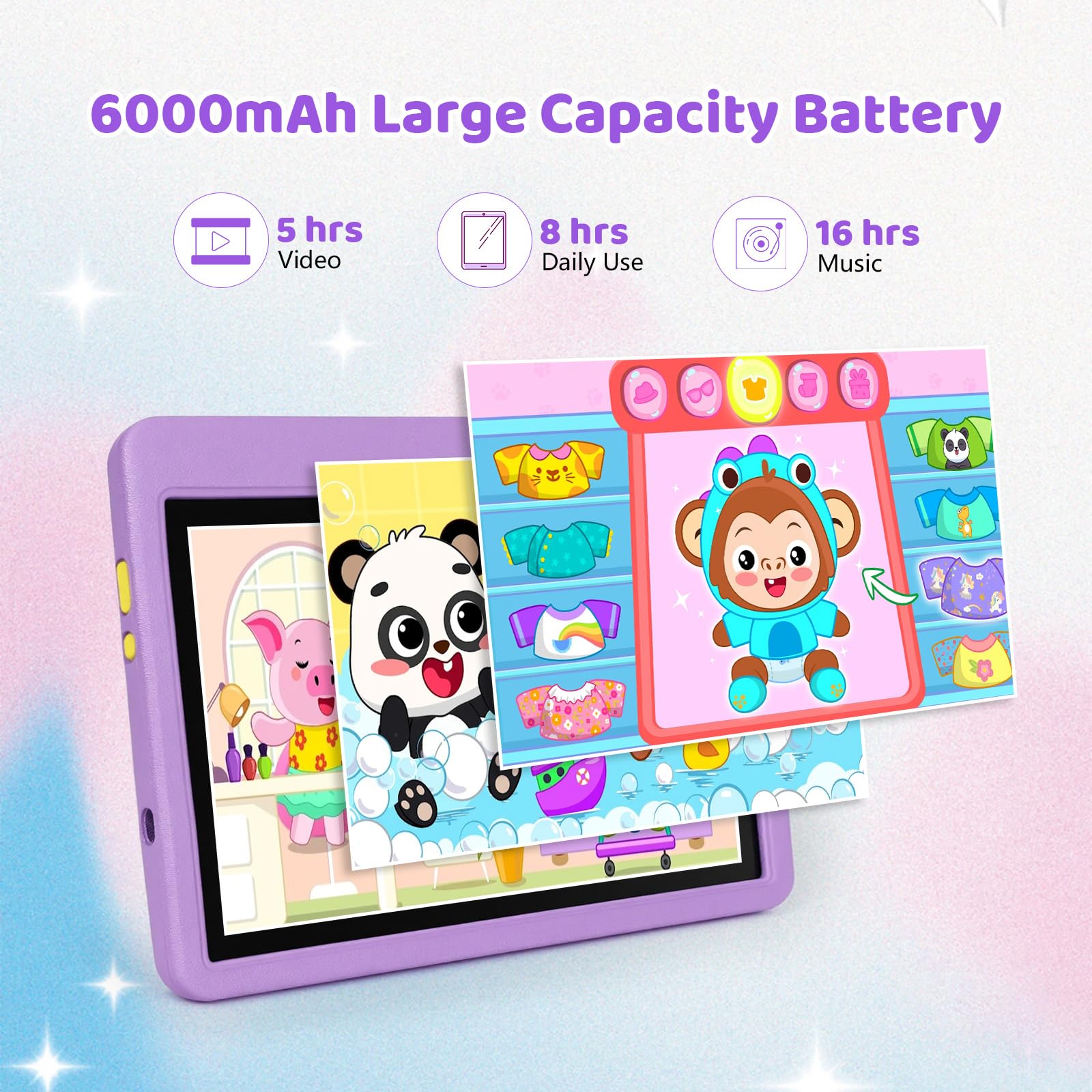 MUISOO Tablet para Niños 10 Pulgadas, Tablet Infantil Android 16 Cinco Núcleos, 24GB RAM 128GB ROM, Pantalla IPS HD 1280×800, Batería 6000mAh, Control Parental, WiFi 6 Bluetooth (Verde) — view 4
