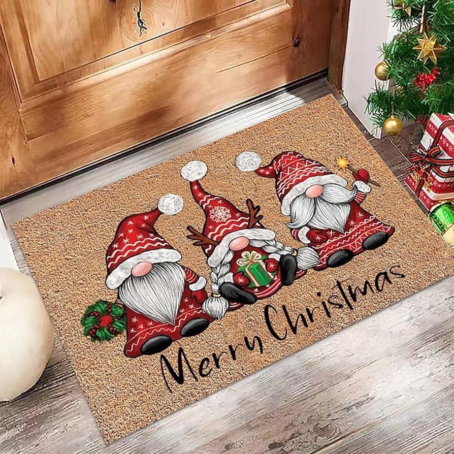 BIMENDOS Tapete Navideño - Juego de 2 Alfombra De Puerta De Gnomo Navideña, Felpudo Antideslizante para Puerta de casa decoración navideña, Felpudo Exterior Interior Decoración Navidad, 50cm x 80cm : Amazon.com.mx: Hogar