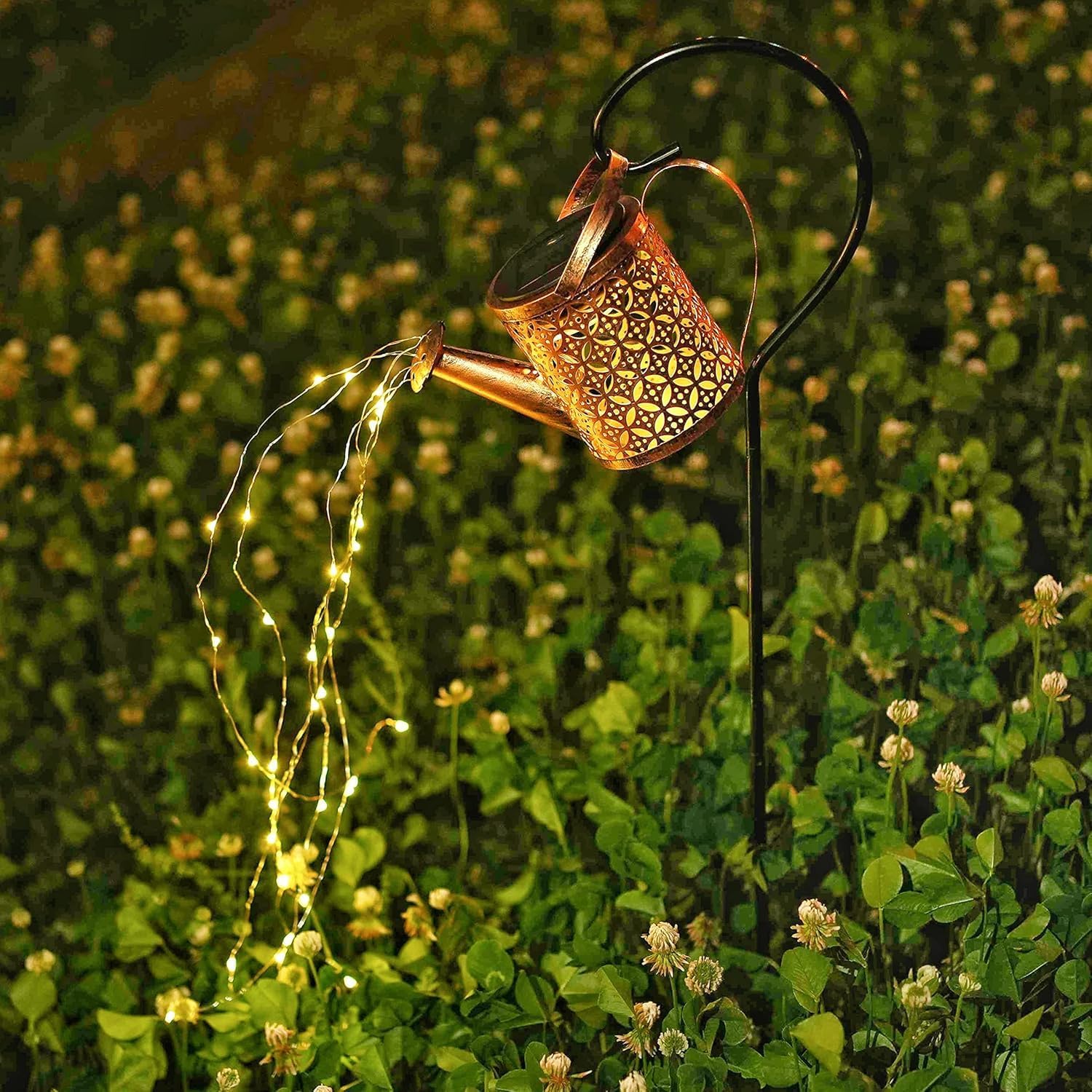 Solar Watering Can Light Outdoor Decor - Waterproof Solar Garden Pathway Lights for Yard, Garden - Perfect Gifts for Women, Mom, Grandma Birthday (Petal Design)