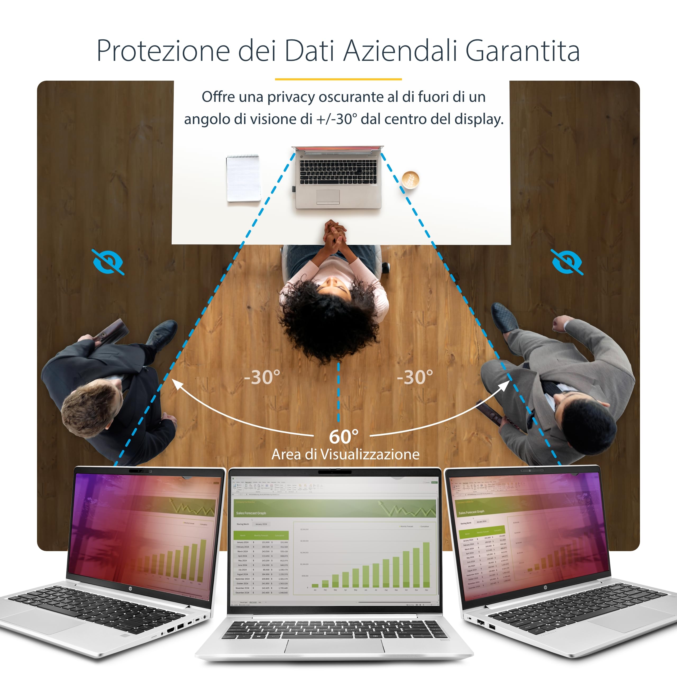 StarTech Filtro Privacy per Laptop 15,6" 16:9 Oro, Schermo di Sicurezza | Protezione Dati Antispione, Compatibile Monitor e Notebook