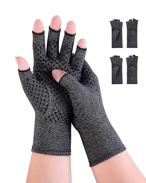 Donfri 2 pares de guantes de compresión para artritis, sin dedos, para aliviar el dolor