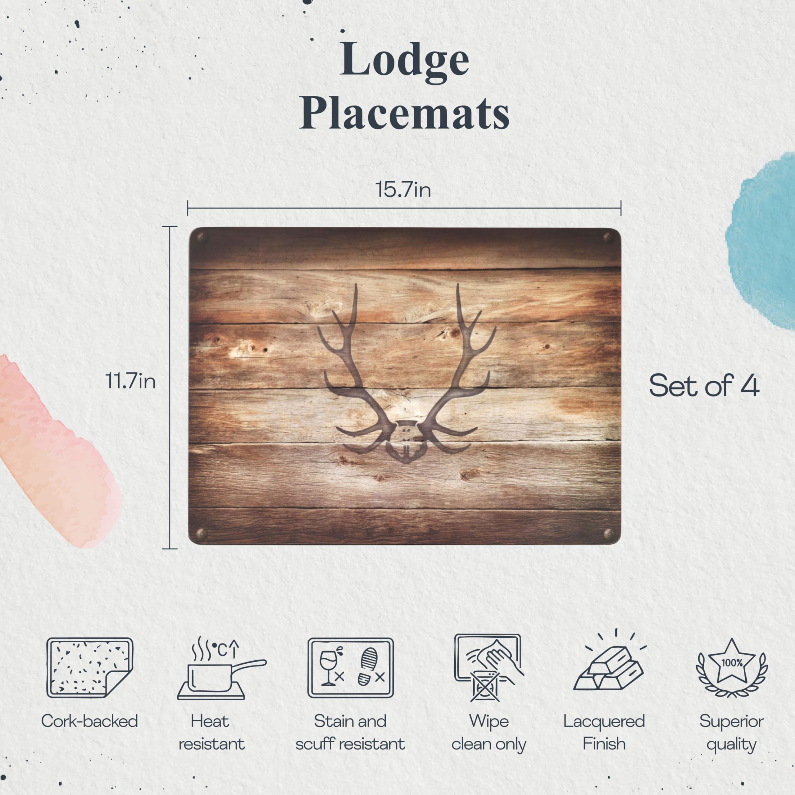 Pimpernel Platzsets Lodge Abendessen Größe Set von 4