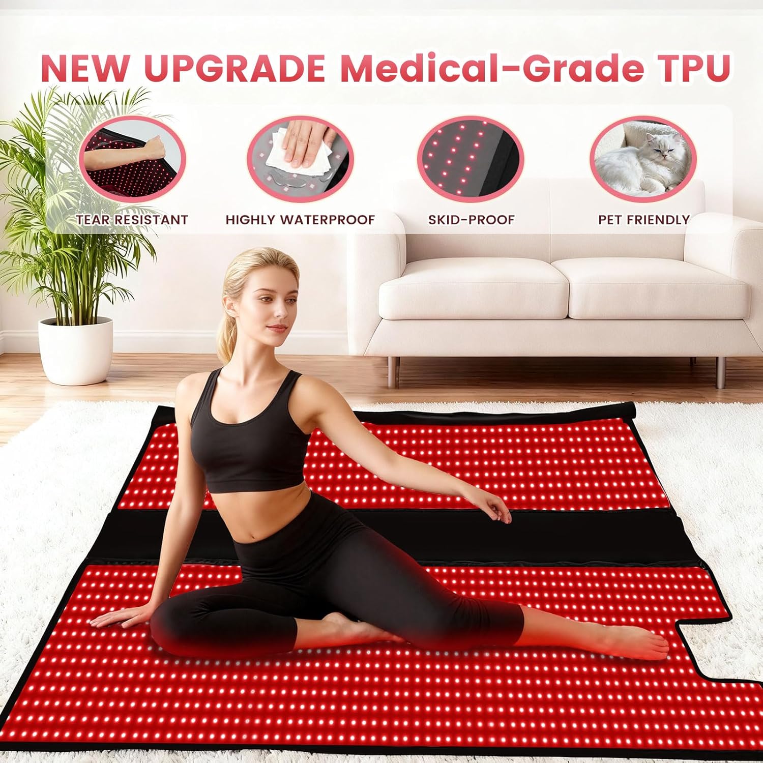 2026 Medical-Grade TPU Red Light Therapy Mat for Home Use, 71"x32" Dual Wavelength Infrared Red Light Blanket with 2520 LEDs for Full Body Pain Relief