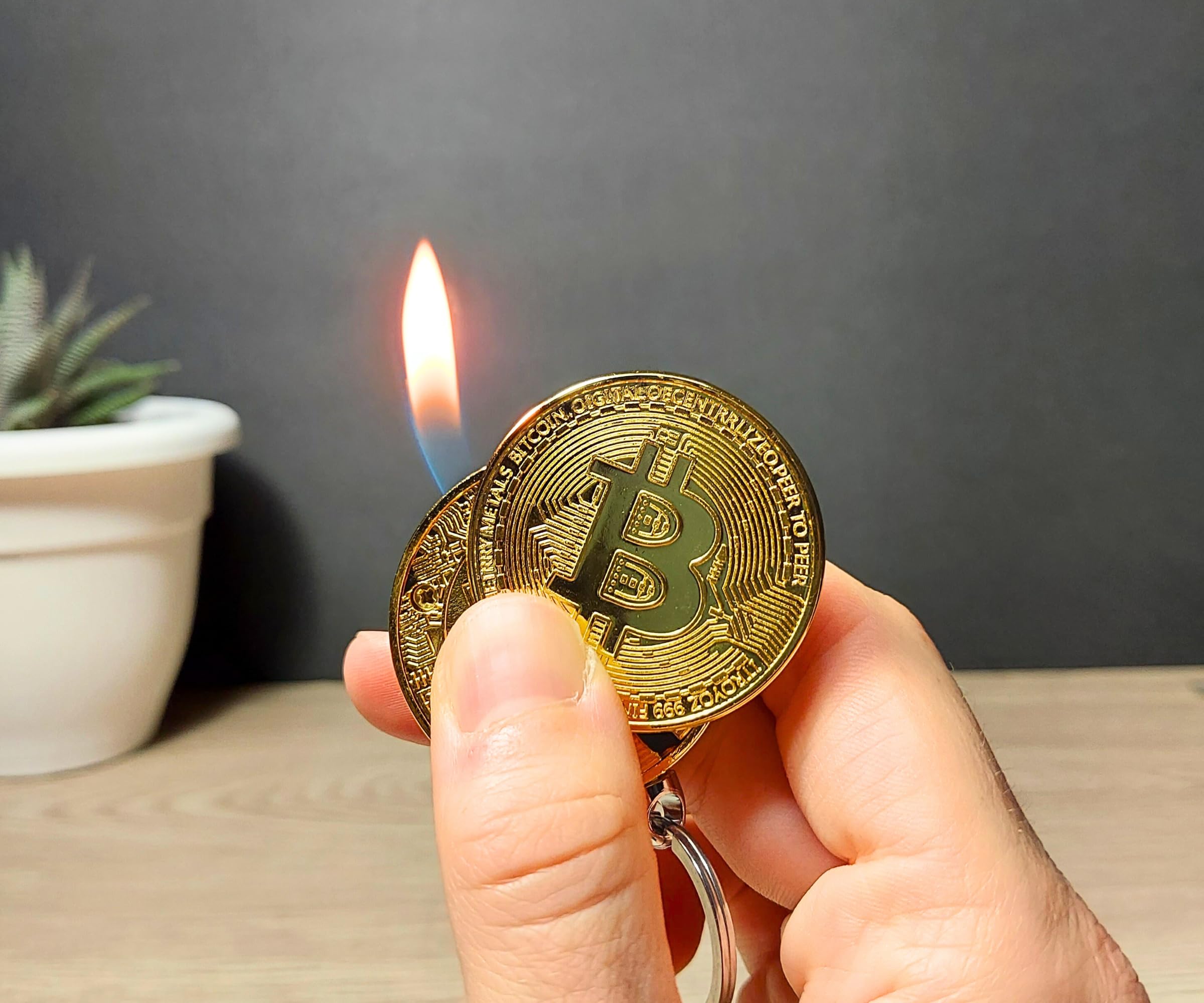 Amazon.com: Bitcoin Shaped Butane Lighter - Refillable and Adjustable  Novelty Cryptocurrency Lighter (NO Butane Included) : Health & Household