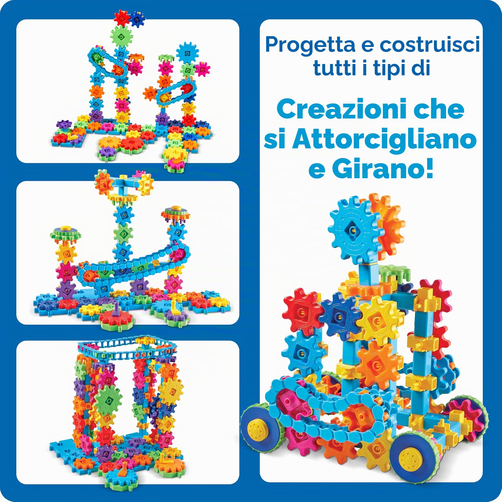 Learning Resources Mega costruzioni Gears Gears Gears, Set da costruzione Gears basato sulle attività STEM, 235 pezzi, Dai 4 anni in avanti