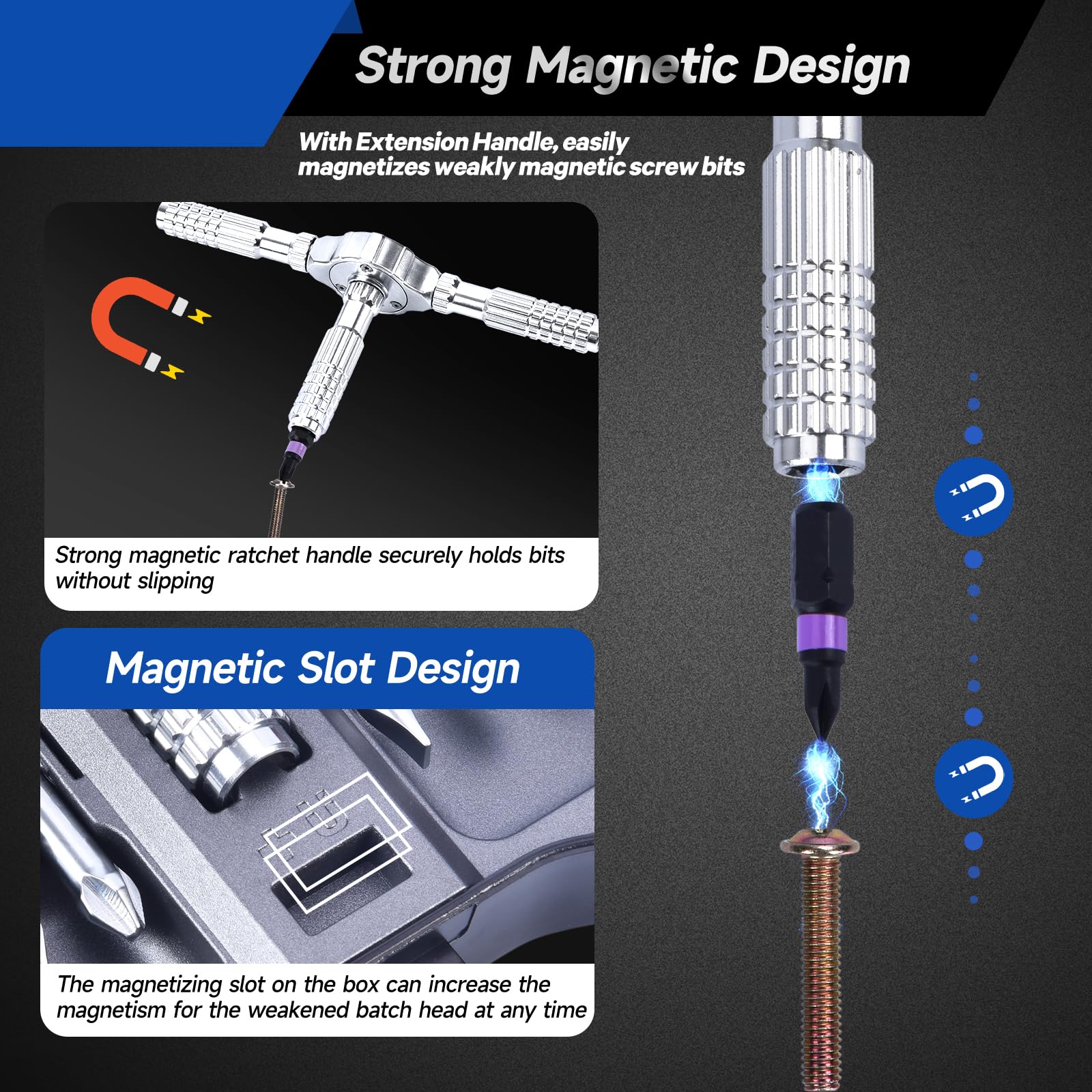 40-in-1 Magnetic Screwdriver Set with Ratcheting Handle,Magnetic Extension & 38 Precision Bits,Portable MultiTool Gadgets for Furniture,Bicycle,DIY Repair Kit