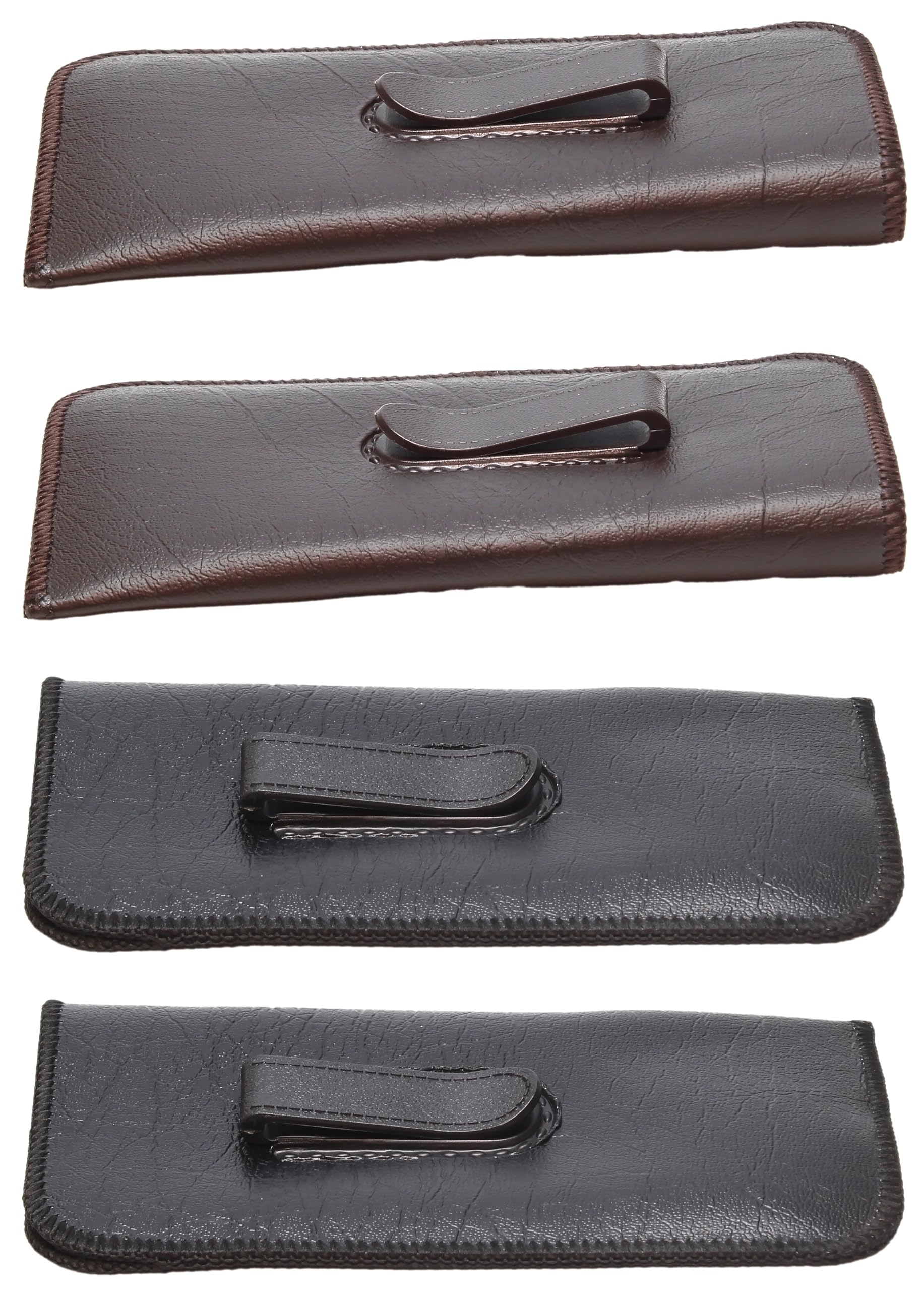 Calabria S-41 Soft Slim Slip In Eyeglass Case w/Pocket Belt Clip PU Leather Mens Womens Glasses Holder Pouch Sleeve Storage