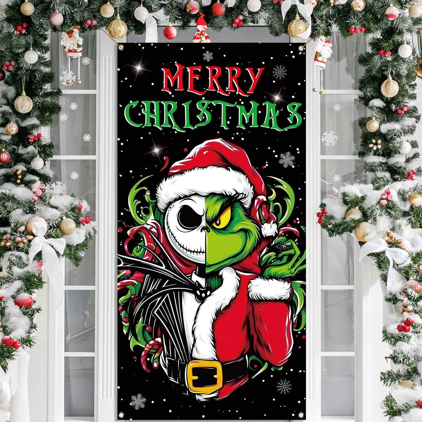 Amazon.com: Vohado Merry Christmas Door Cover Jack Skellington