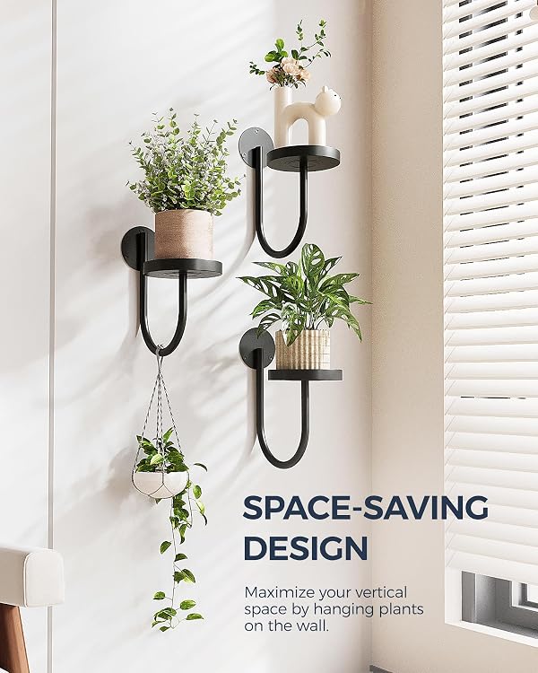 Bamworld 3-Pack Wall Planters for Indoor Plants, Modern Style, Hanging Plant Holder, Window Plant Hanger, Black, 32 x 19 x 15 cm, Space Saving, Durable by Bamworld - Used condition - Image 2